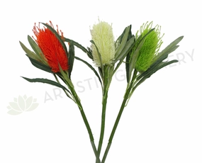F0218 Banksia Stem 60cm Orange / White / Light Green / Cream outdoor greenery  