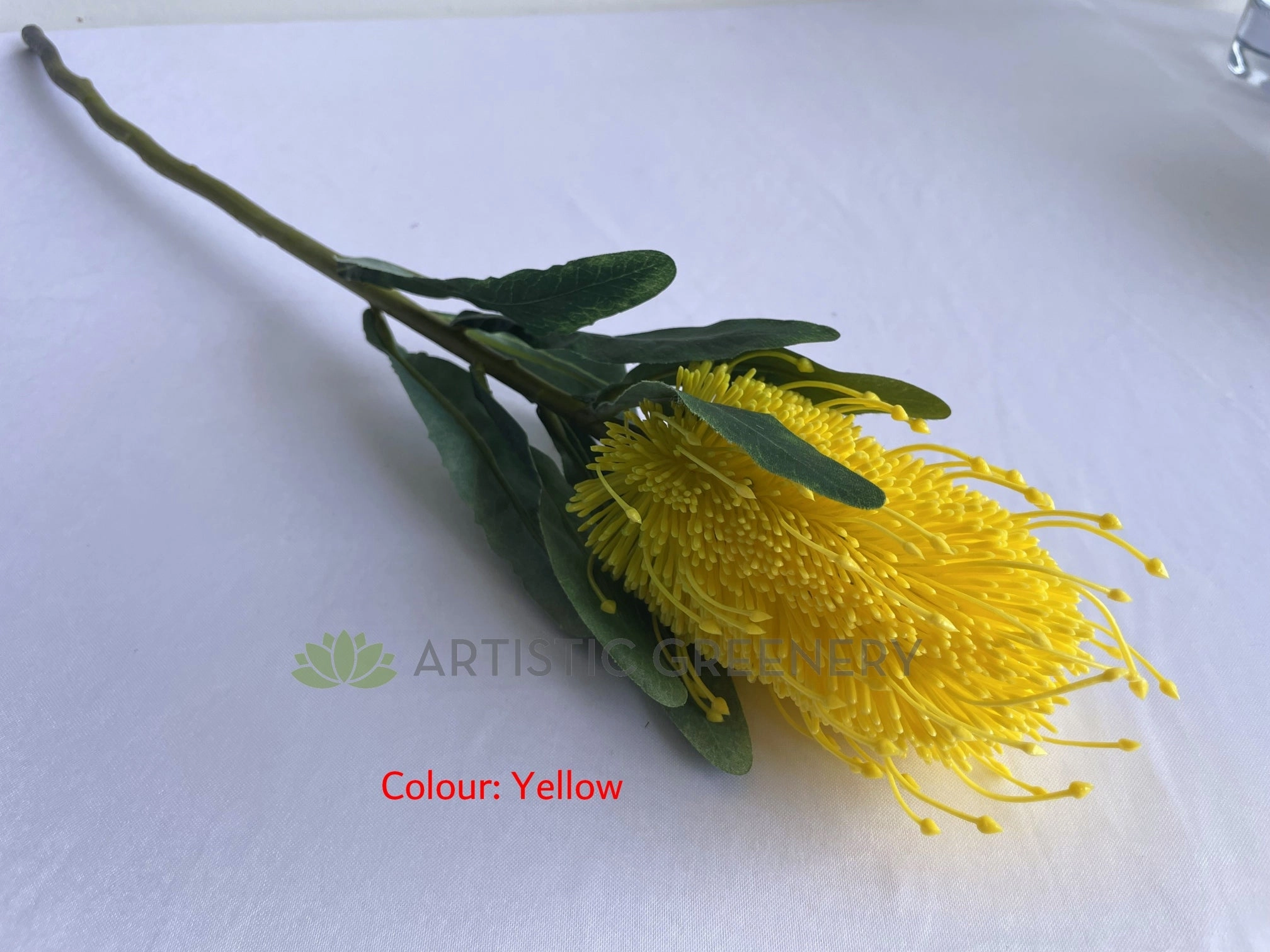 F0218-S85 Banksia Stem 60cm Light Pink & White / Light Green & White / Yellow