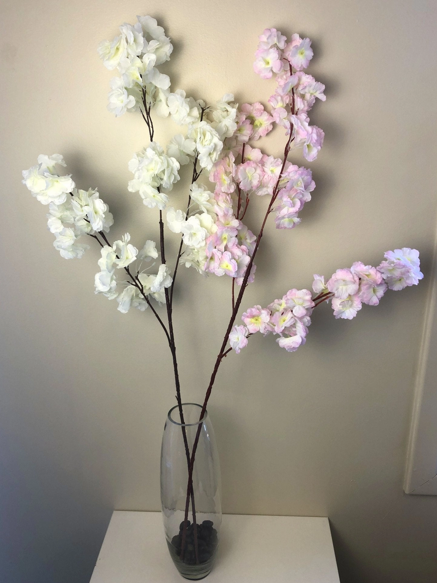 F0237 Clearance Stock - Blossom Branch 110cm White / Light Pink