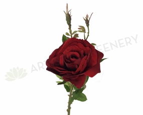 F0242 Single Velvet Rose Spray 69cm Red outdoor greenery  