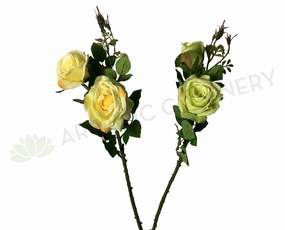 F0243 Double Rose Spray 67cm Light Yellow / Light Green SALE outdoor greenery  