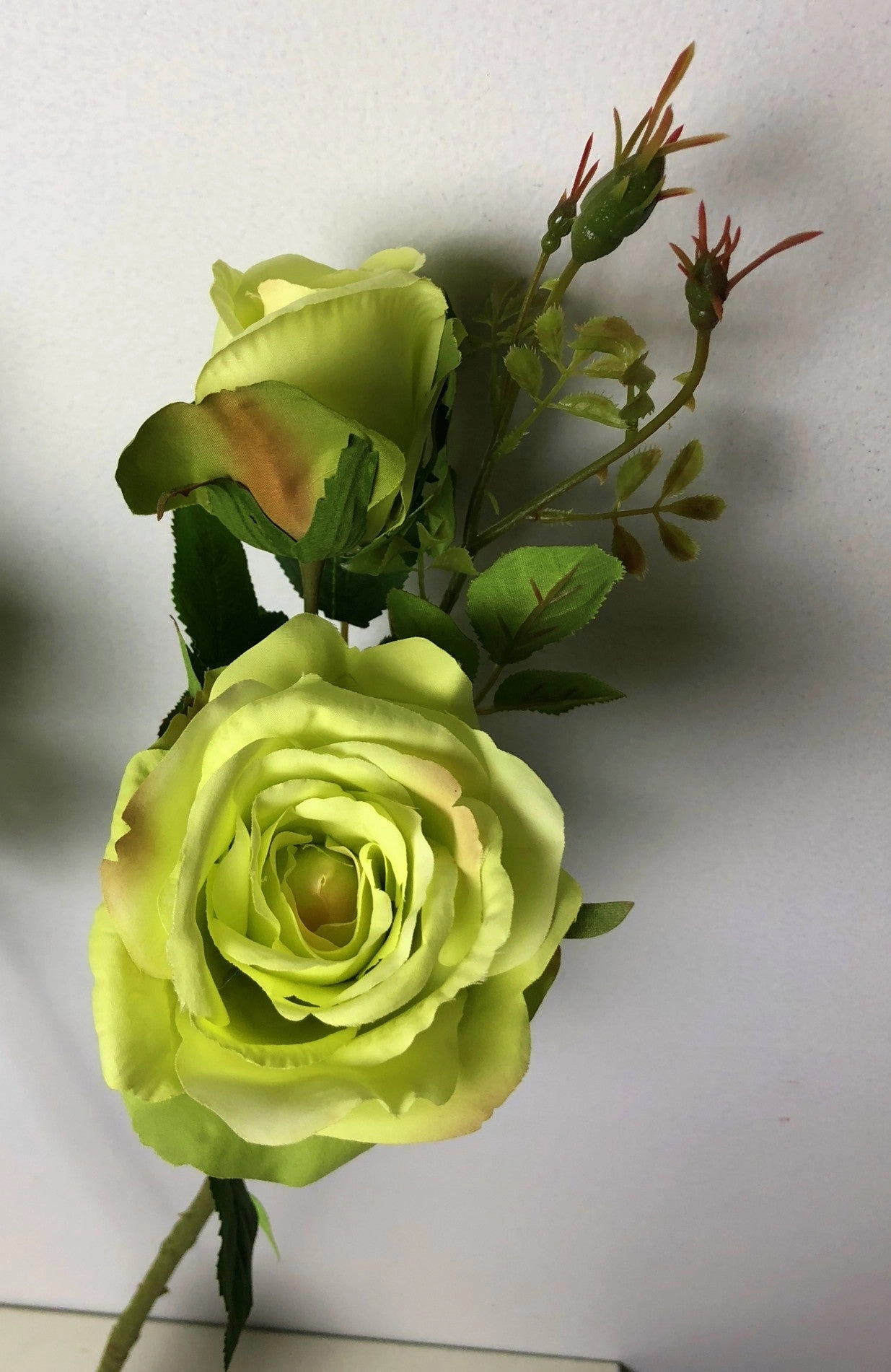 F0243 Double Rose Spray 67cm Light Yellow / Light Green SALE