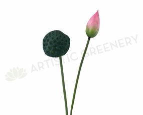 F0258 Lotus Pod 84cm Green / F0259 Water Lily Bud (Pink) 93cm outdoor greenery  