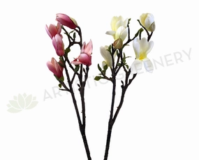 F0260 Small Magnolia Spray PU 52cm Pink / White outdoor greenery  