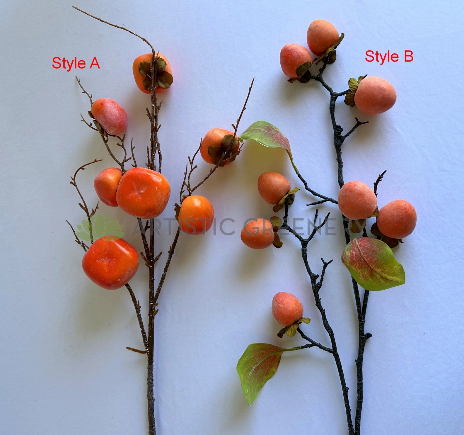 F0264-S90 Artificial Persimmon Fruit Spray 2 Styles