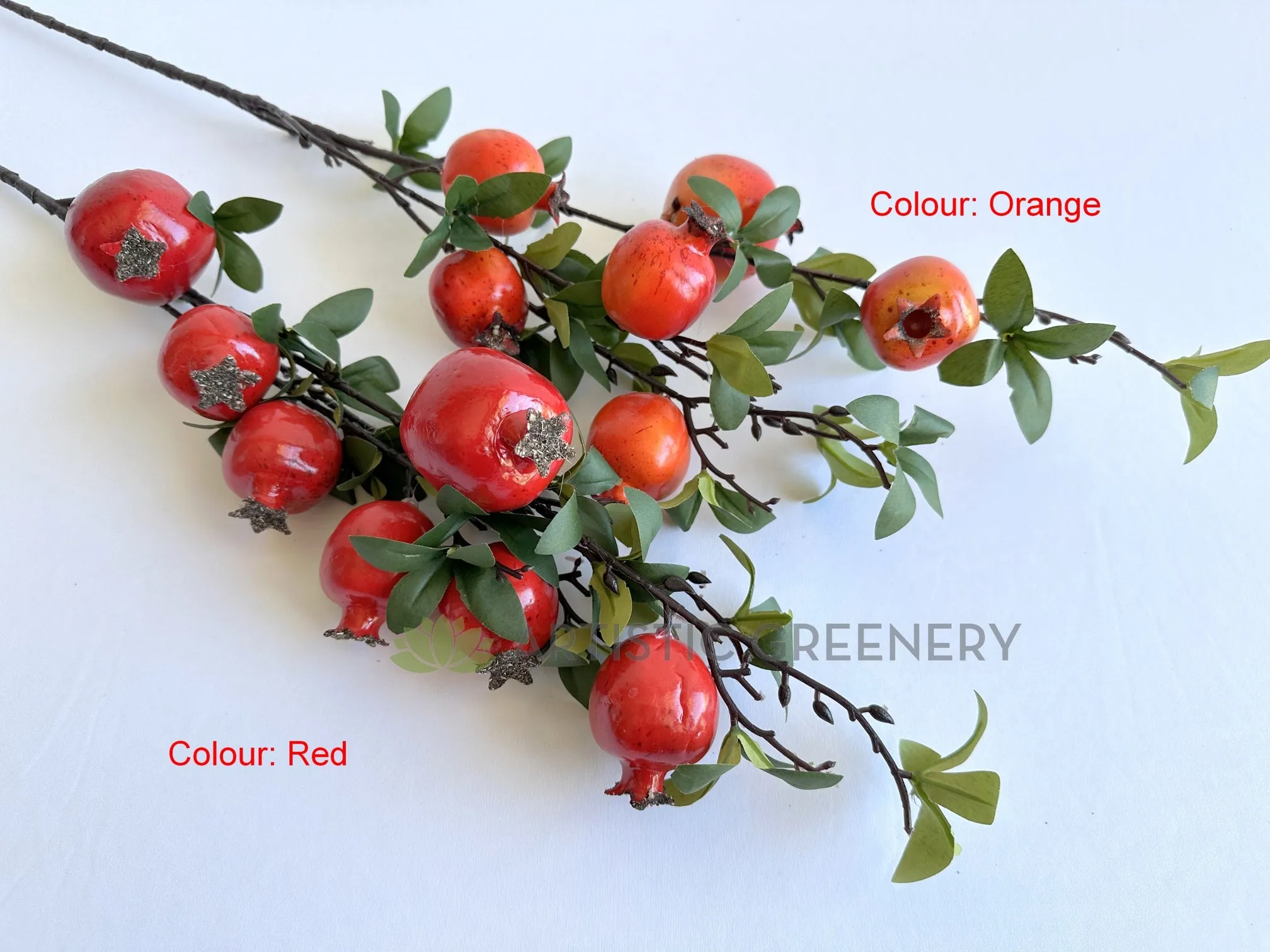 F0265 Pomegranate Fruit Spray 88cm Red / Orange