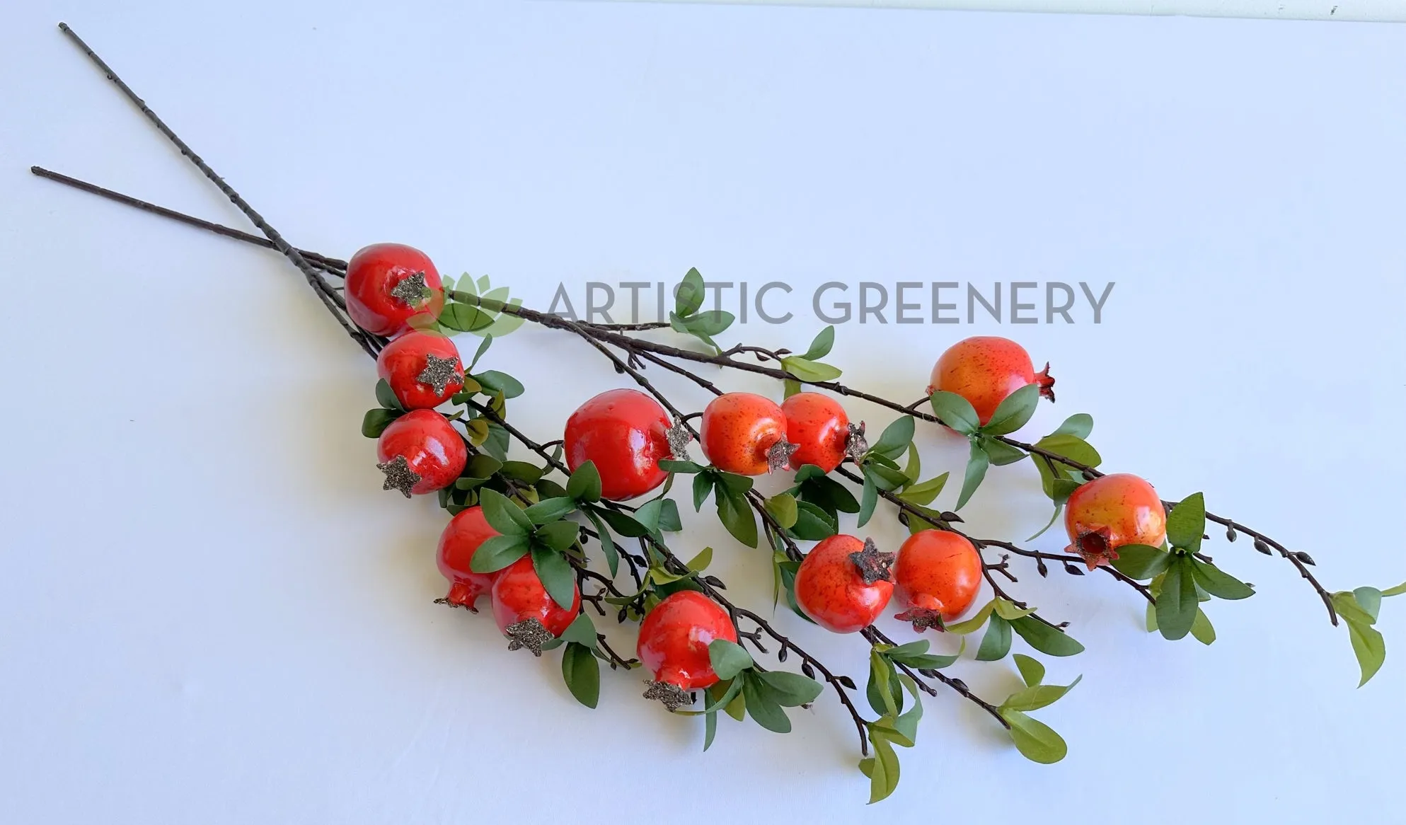 F0265 Pomegranate Fruit Spray 88cm Red / Orange