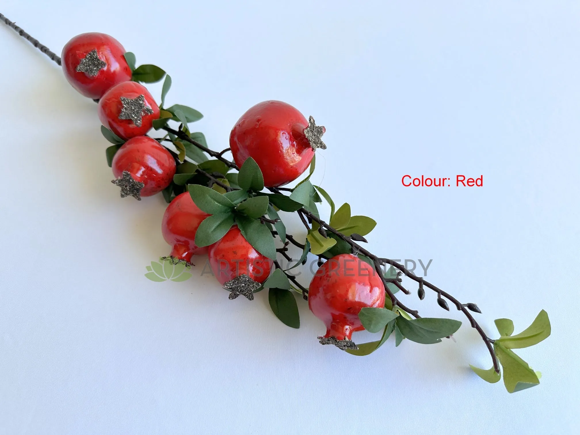 F0265 Pomegranate Fruit Spray 88cm Red / Orange
