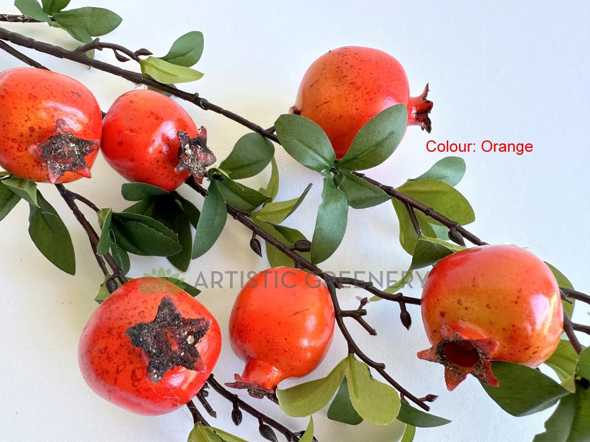 F0265 Pomegranate Fruit Spray 88cm Red / Orange