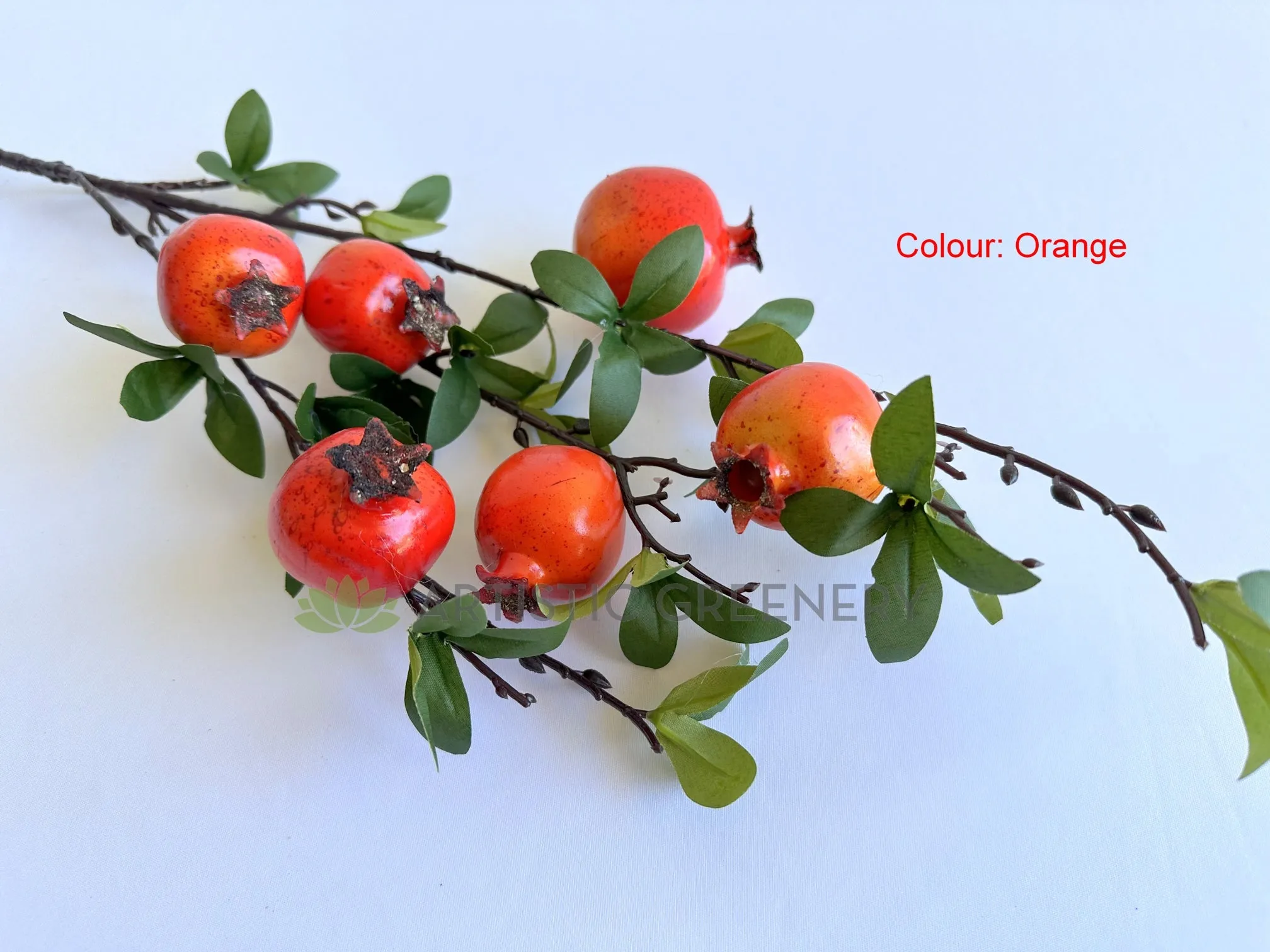 F0265 Pomegranate Fruit Spray 88cm Red / Orange