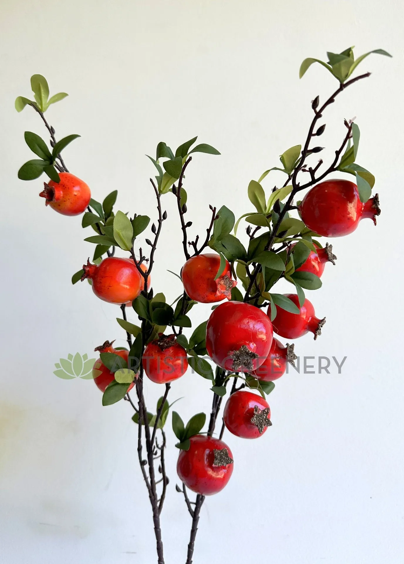 F0265 Pomegranate Fruit Spray 88cm Red / Orange