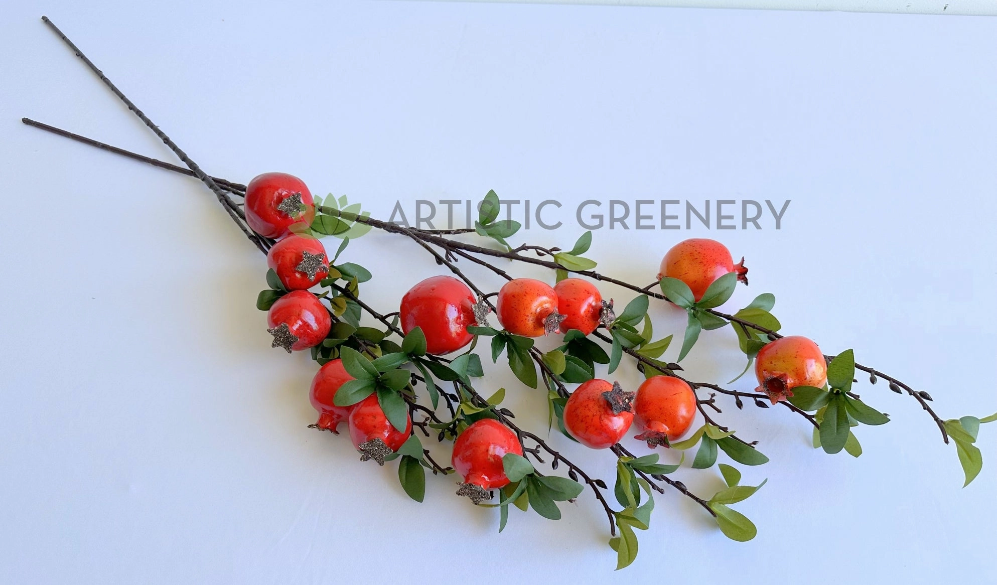 F0265 Pomegranate Fruit Spray 88cm Red / Orange