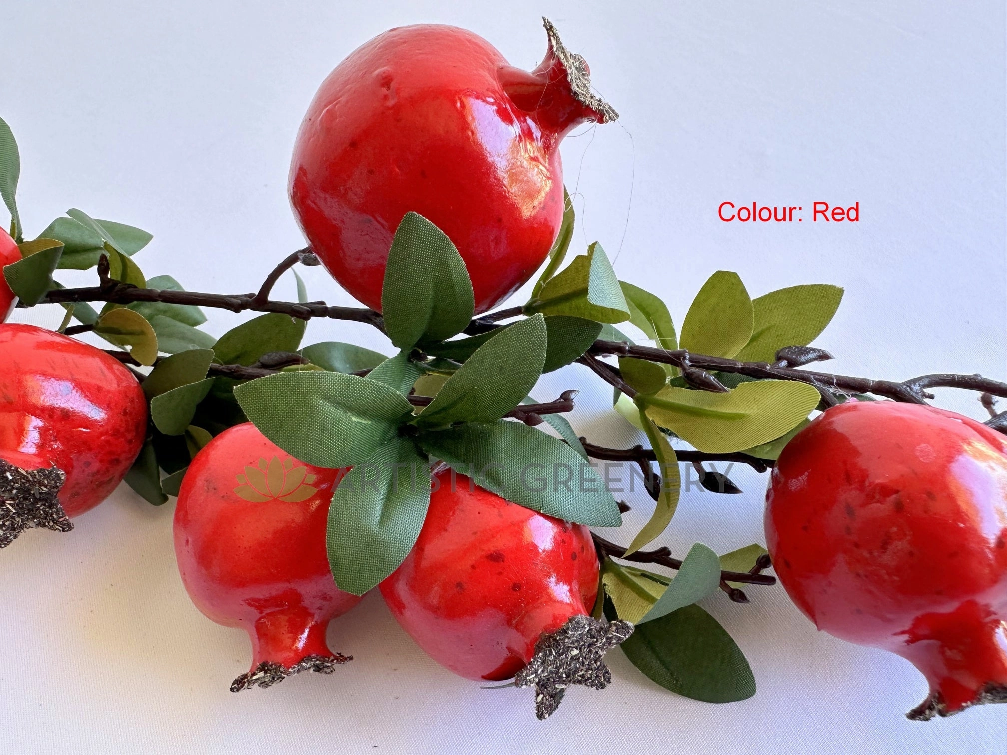 F0265 Pomegranate Fruit Spray 88cm Red / Orange