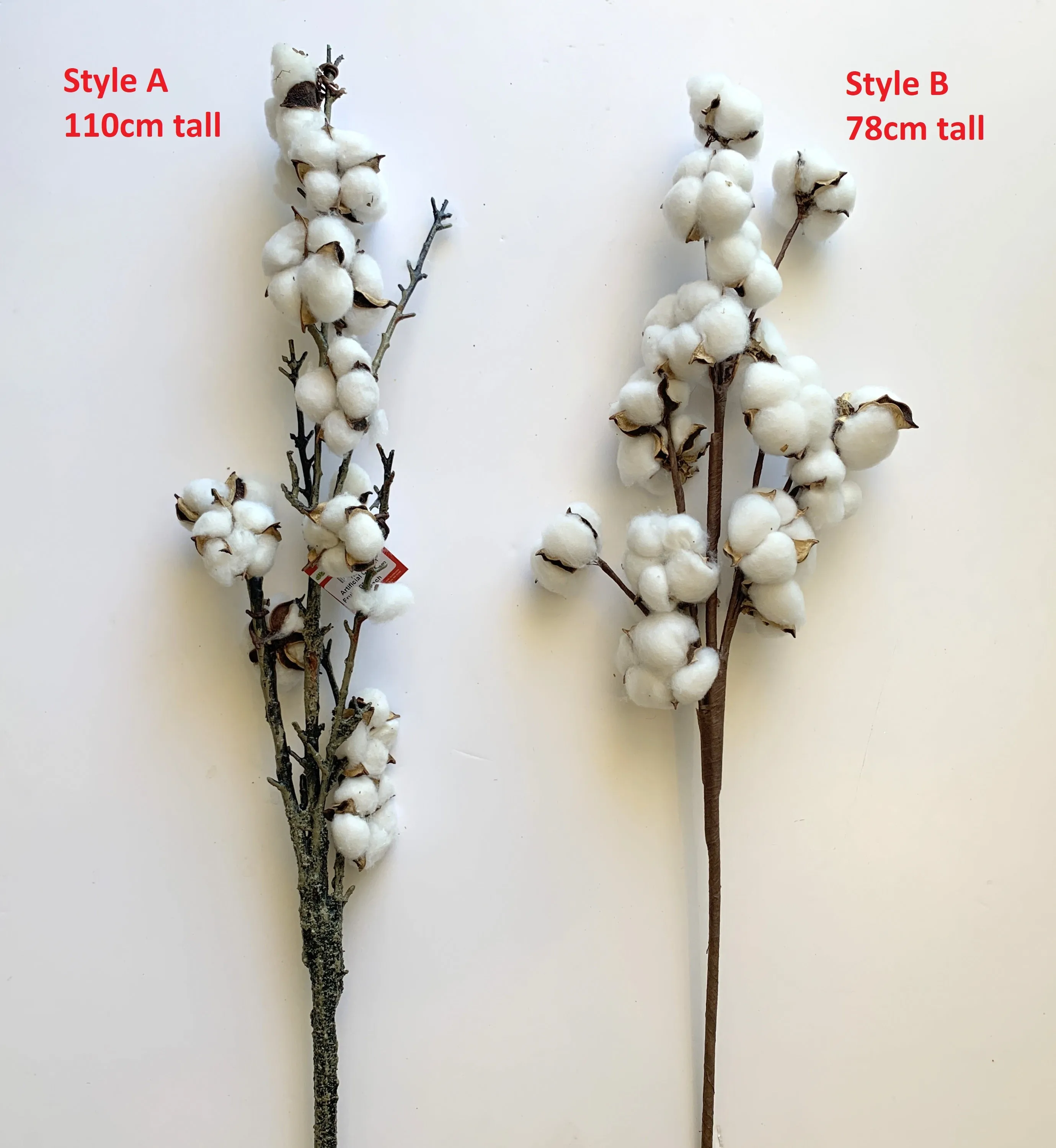 F0277 Artificial Cotton Flower Spray  Available in 2 Styles 110cm/78cm