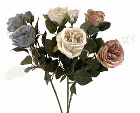 F0280 Rustic David Austin Rose Spray 60cm Blue / Cream / Pink / Light Pink indoor houseplants  