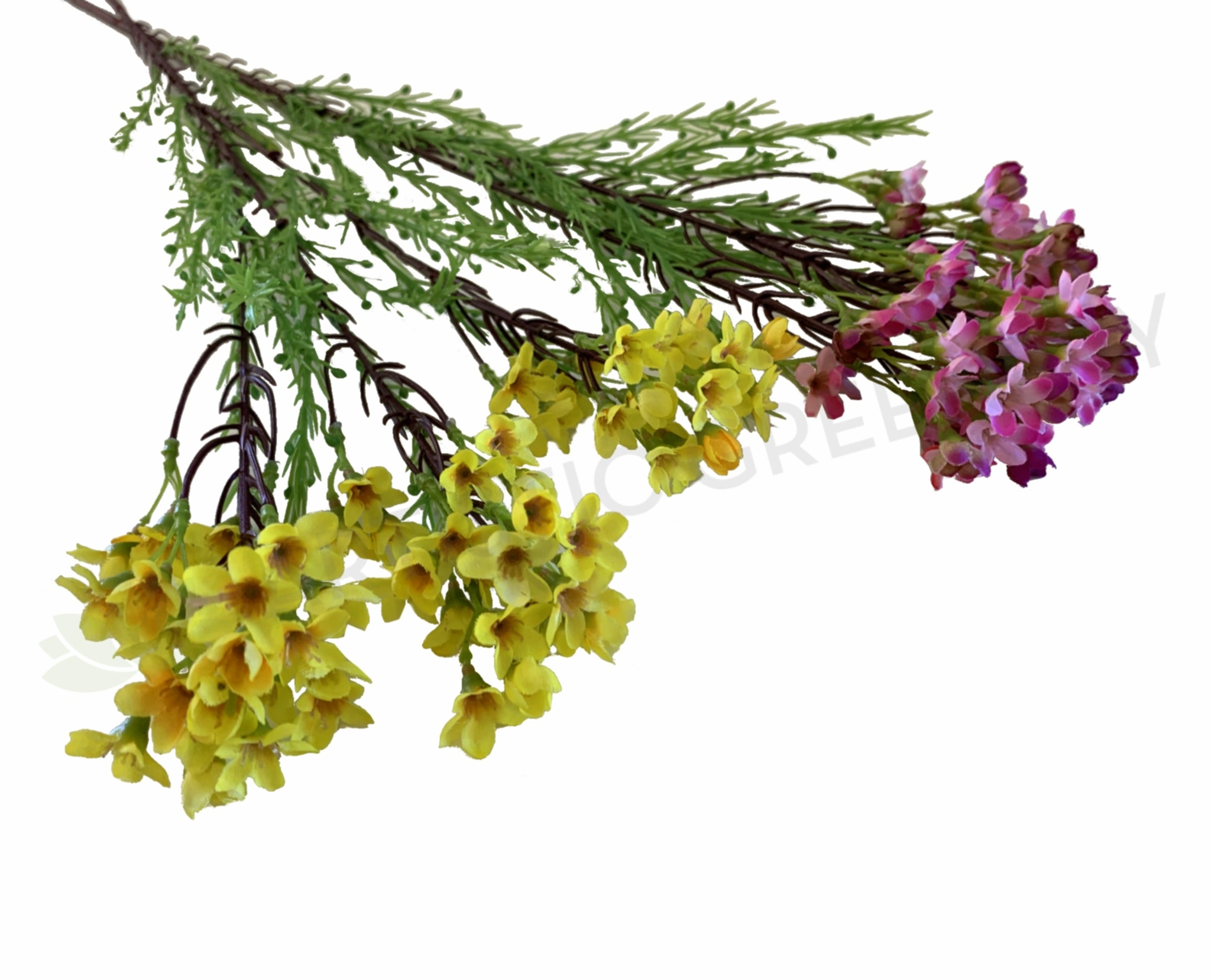 F0301 Wax Flower Spray 78cm Yellow / Pink / Cream outdoor greenery  