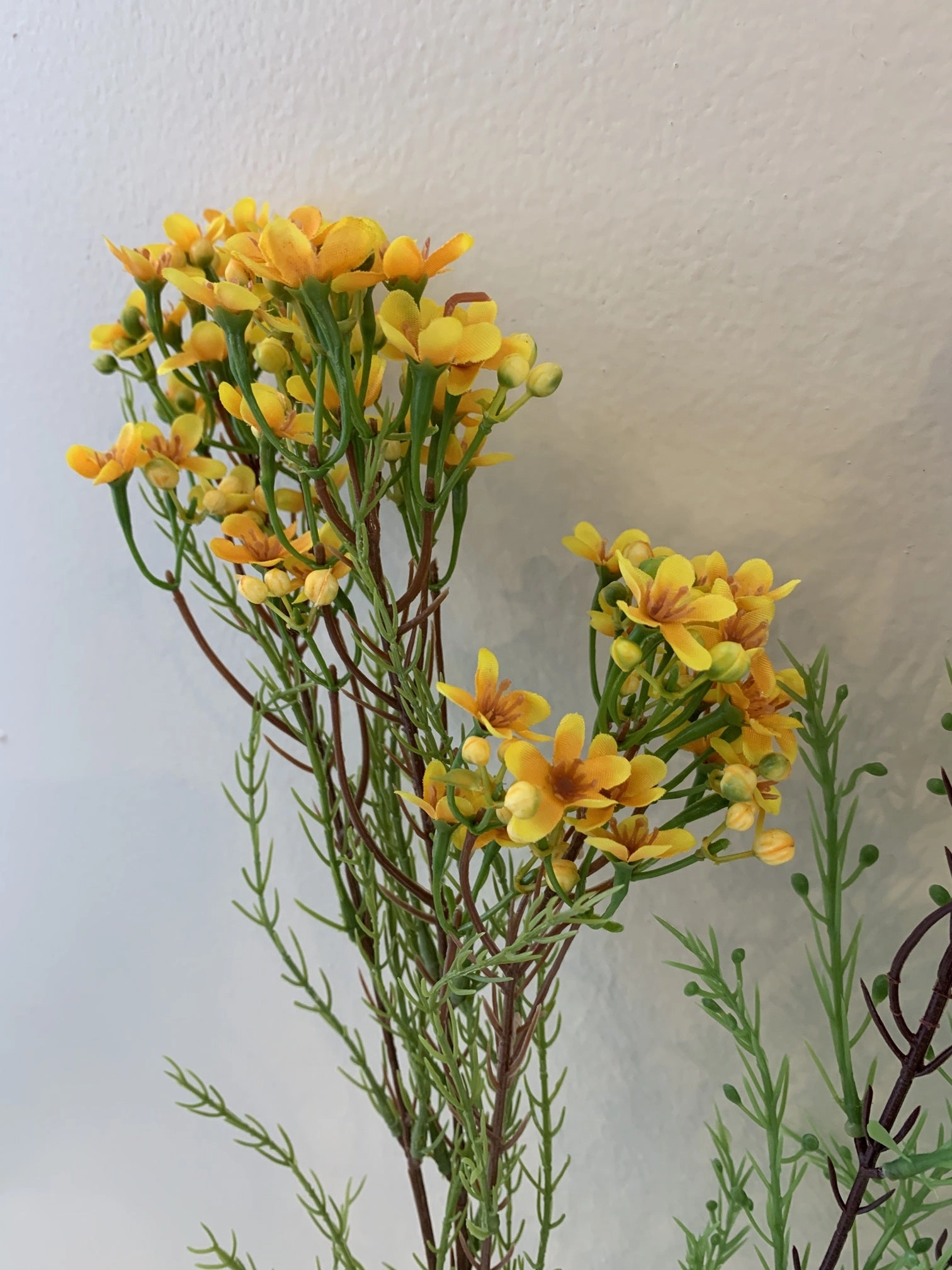 F0301 Wax Flower Spray 78cm Yellow / Pink / Cream