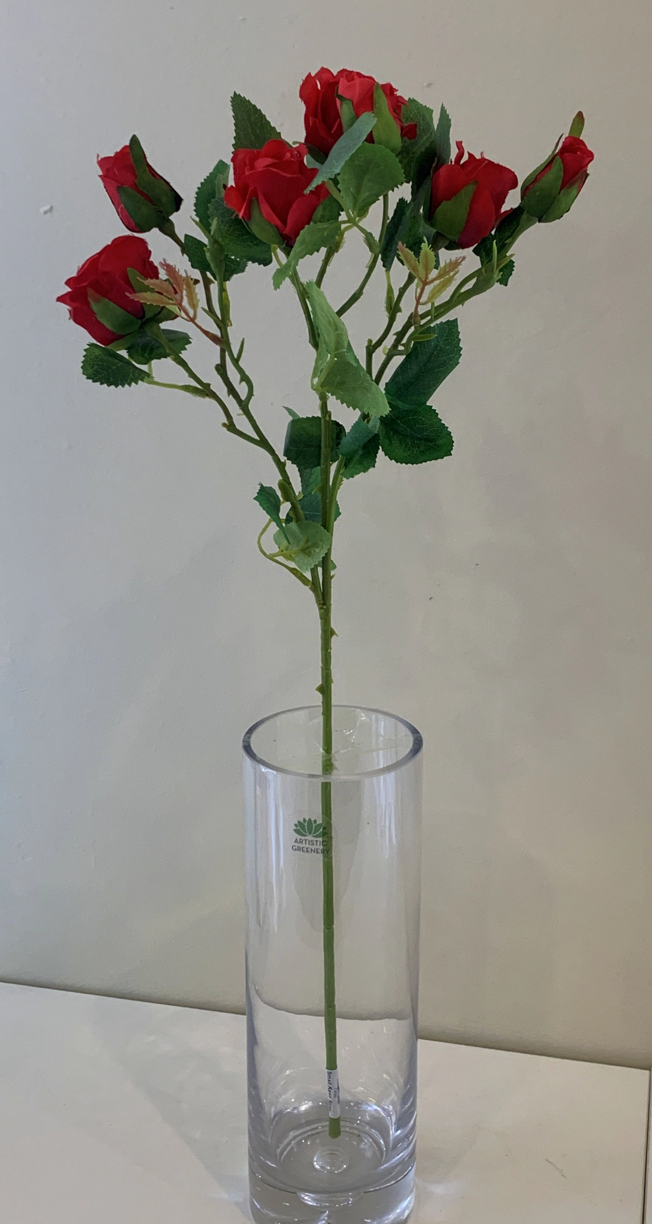 F0304 Small Rose Spray 63cm Red
