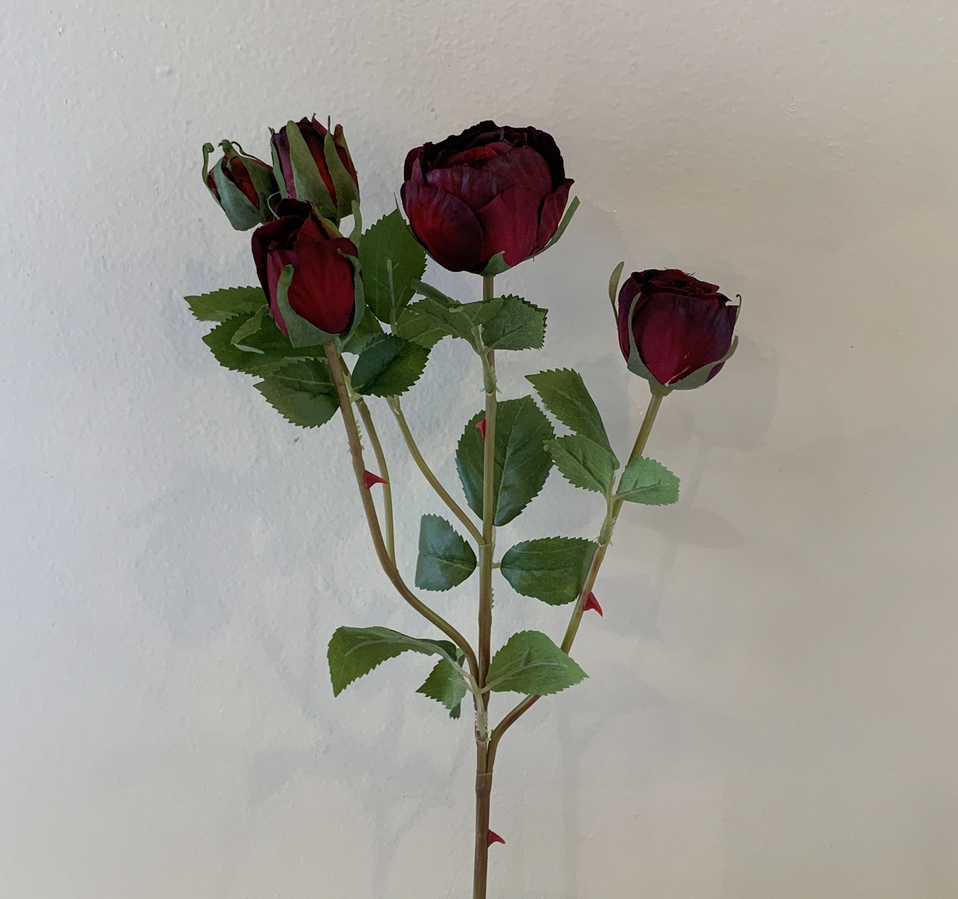 F0306 Cabbage Rose Spray 48cm Burgundy