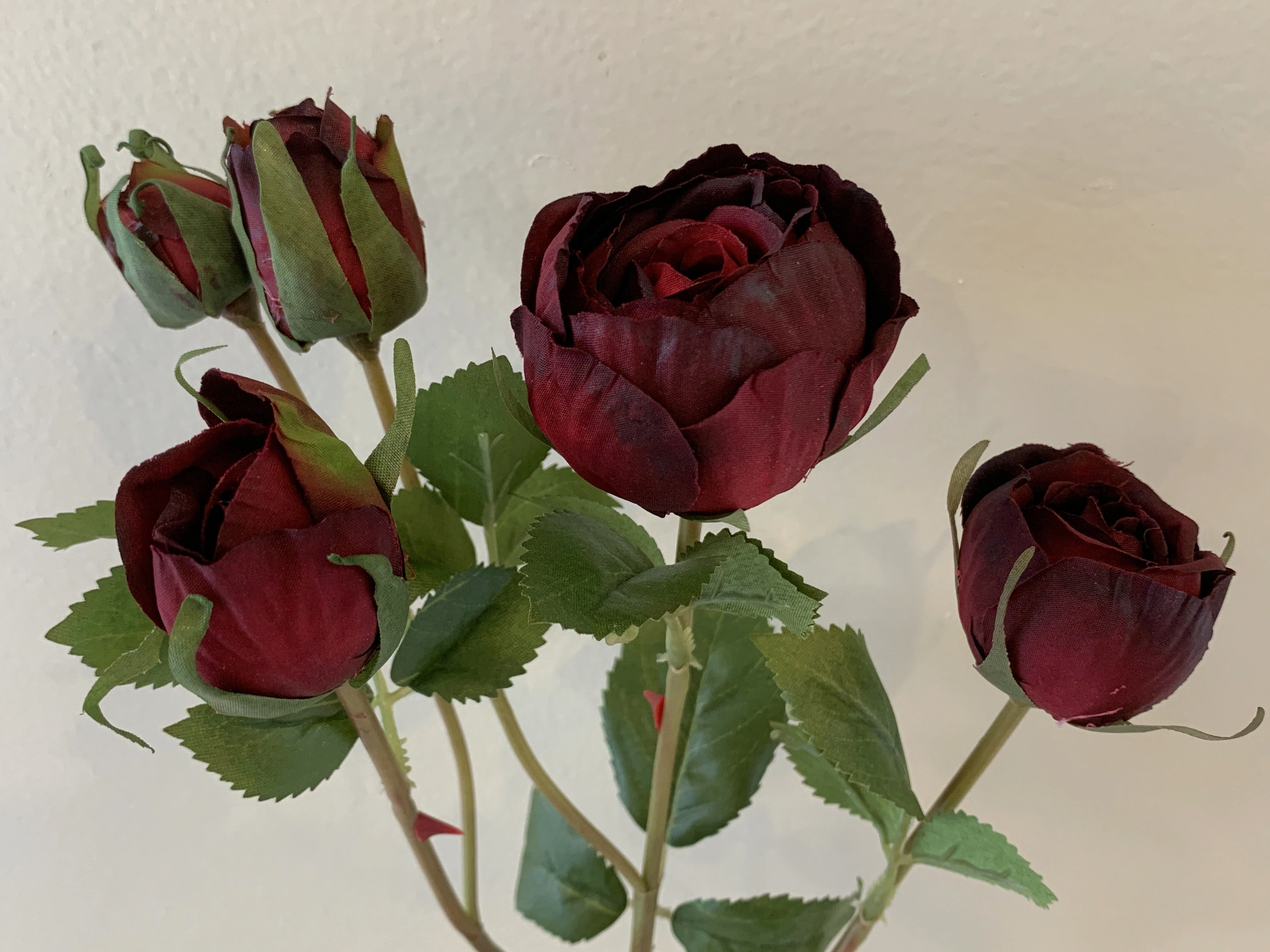F0306 Cabbage Rose Spray 48cm Burgundy