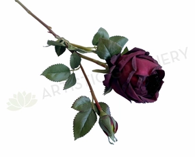 F0306N Cabbage Rose Spray 60cm Burgundy outdoor greenery  