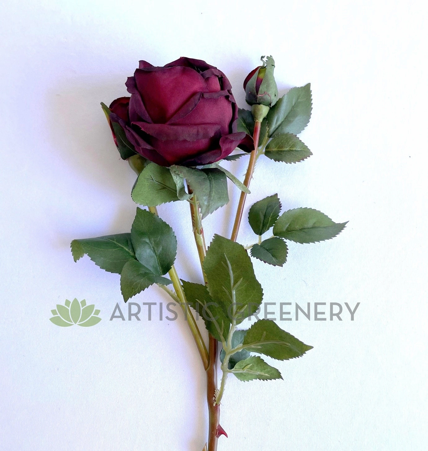 F0306N Cabbage Rose Spray 60cm Burgundy
