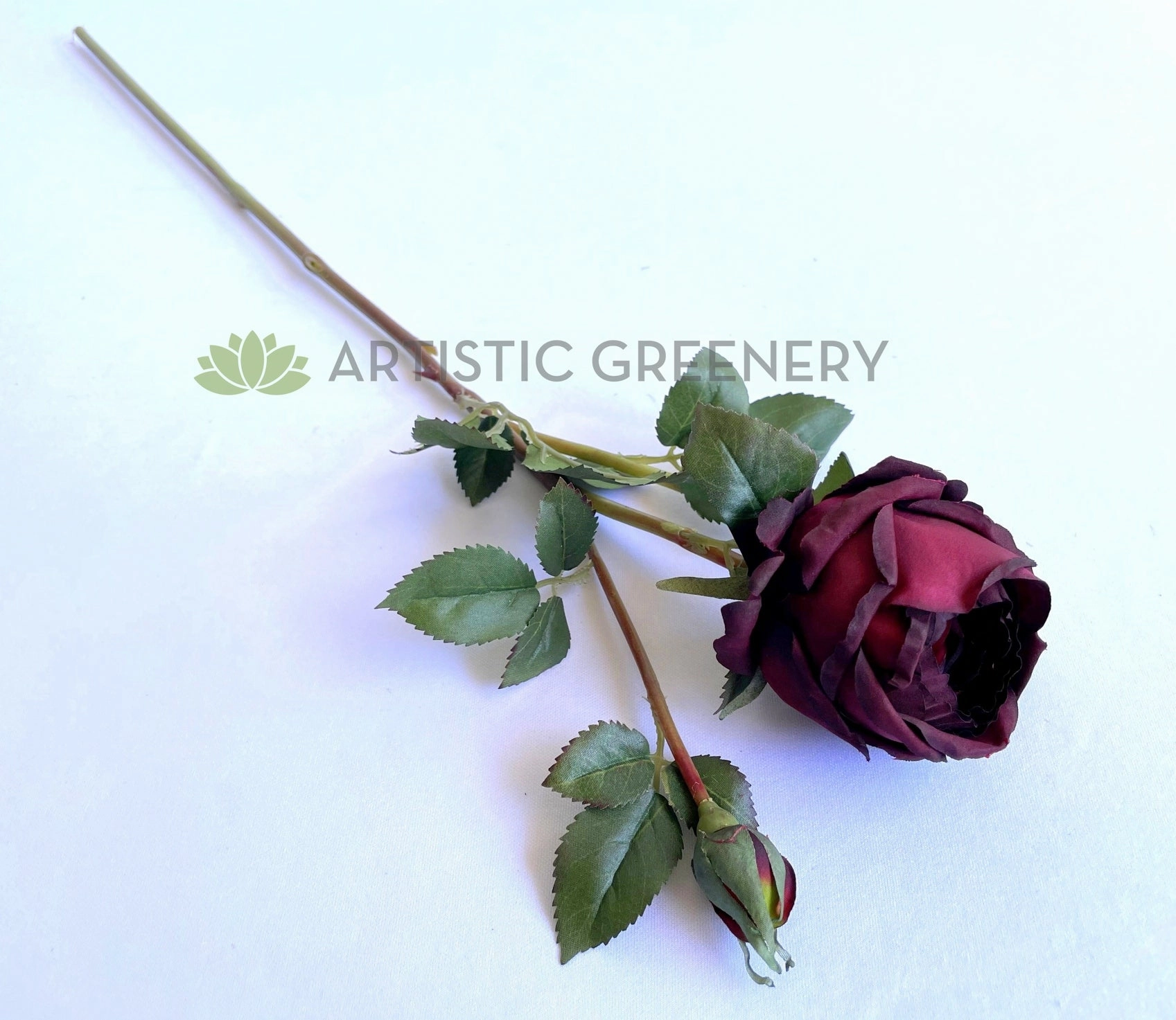 F0306N Cabbage Rose Spray 60cm Burgundy