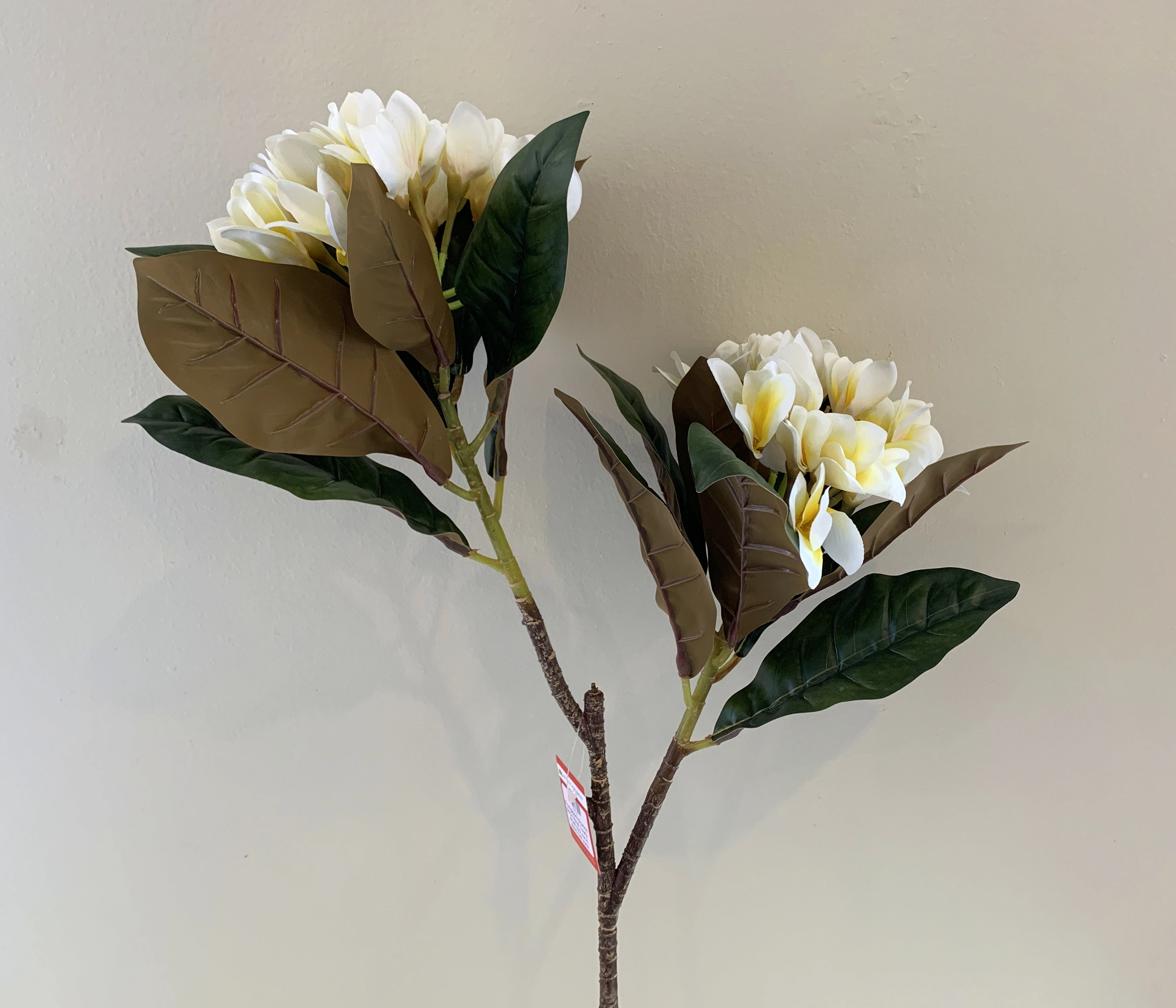 F0310 Frangipani / Plumeria Branch 84cm White with Yellow Centre