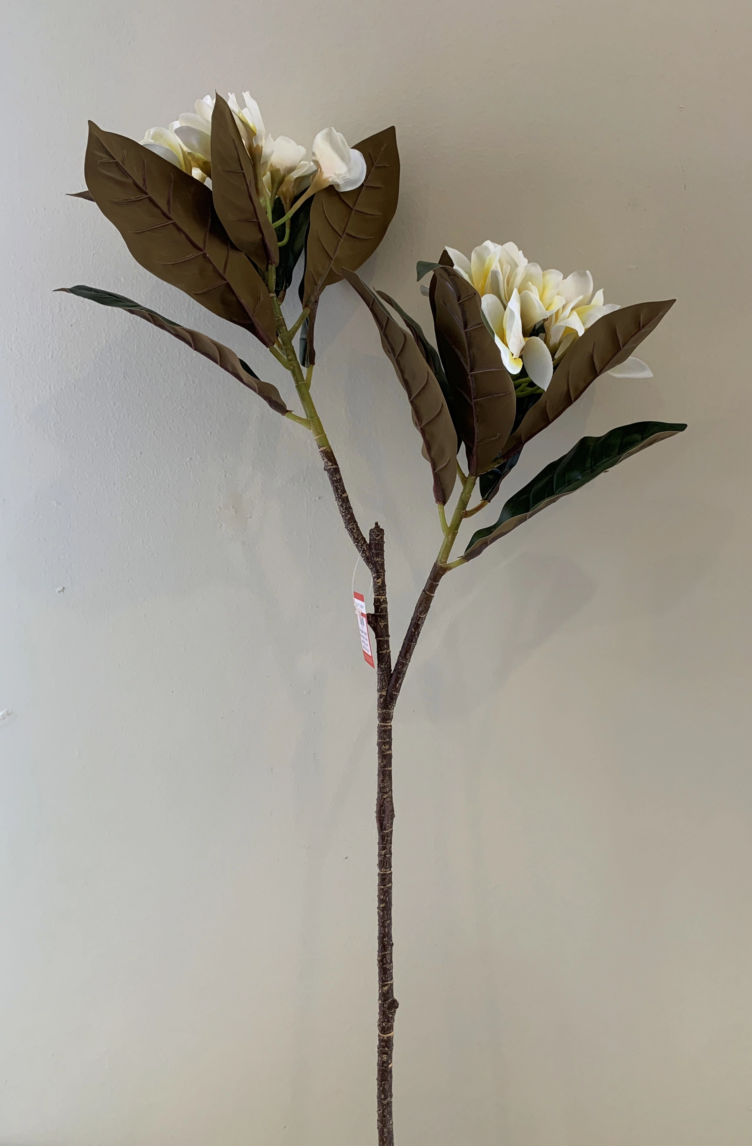 F0310 Frangipani / Plumeria Branch 84cm White with Yellow Centre