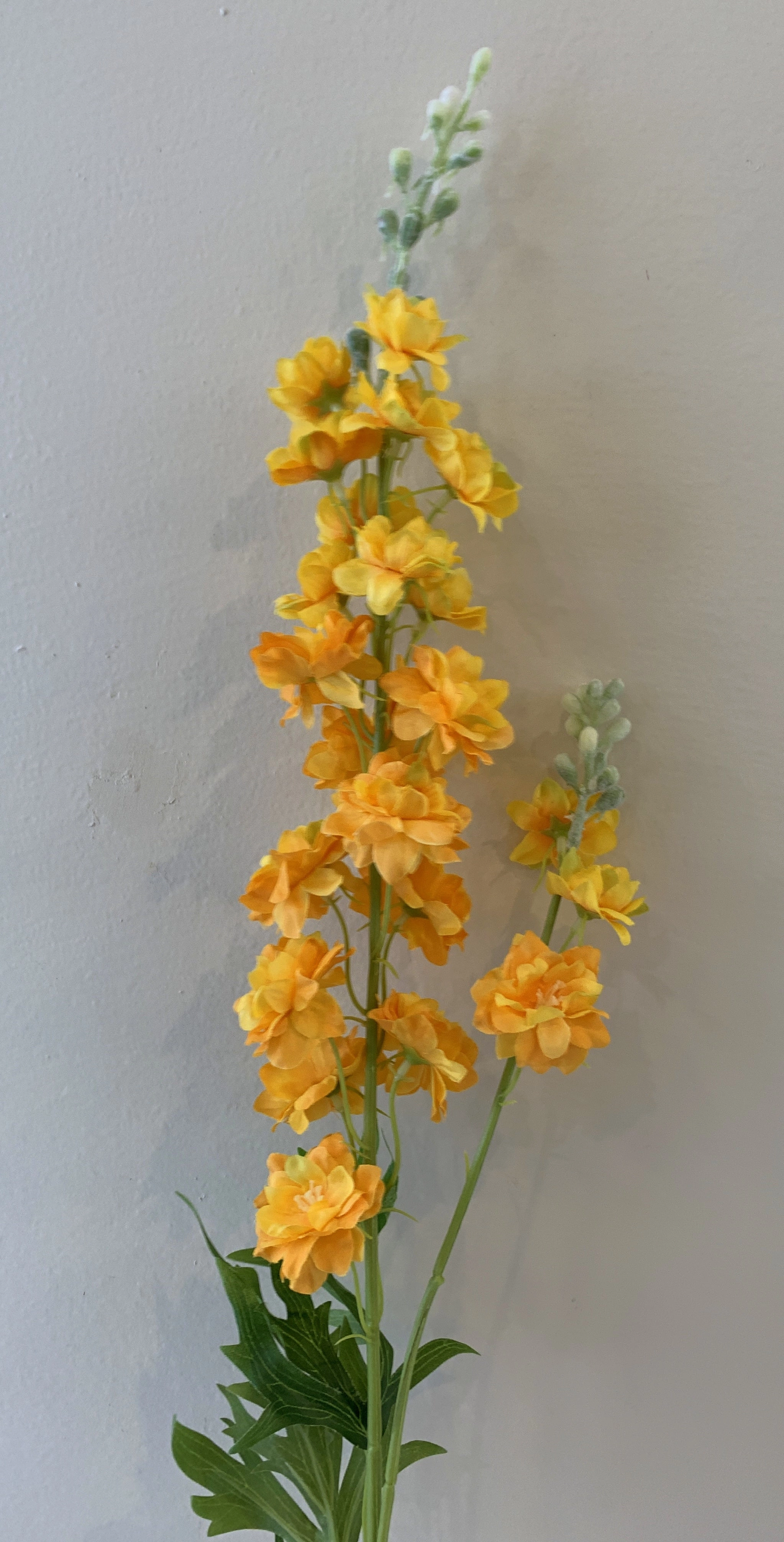 F0317 Delphinium / Stock Flower Stem 86cm White / Orange