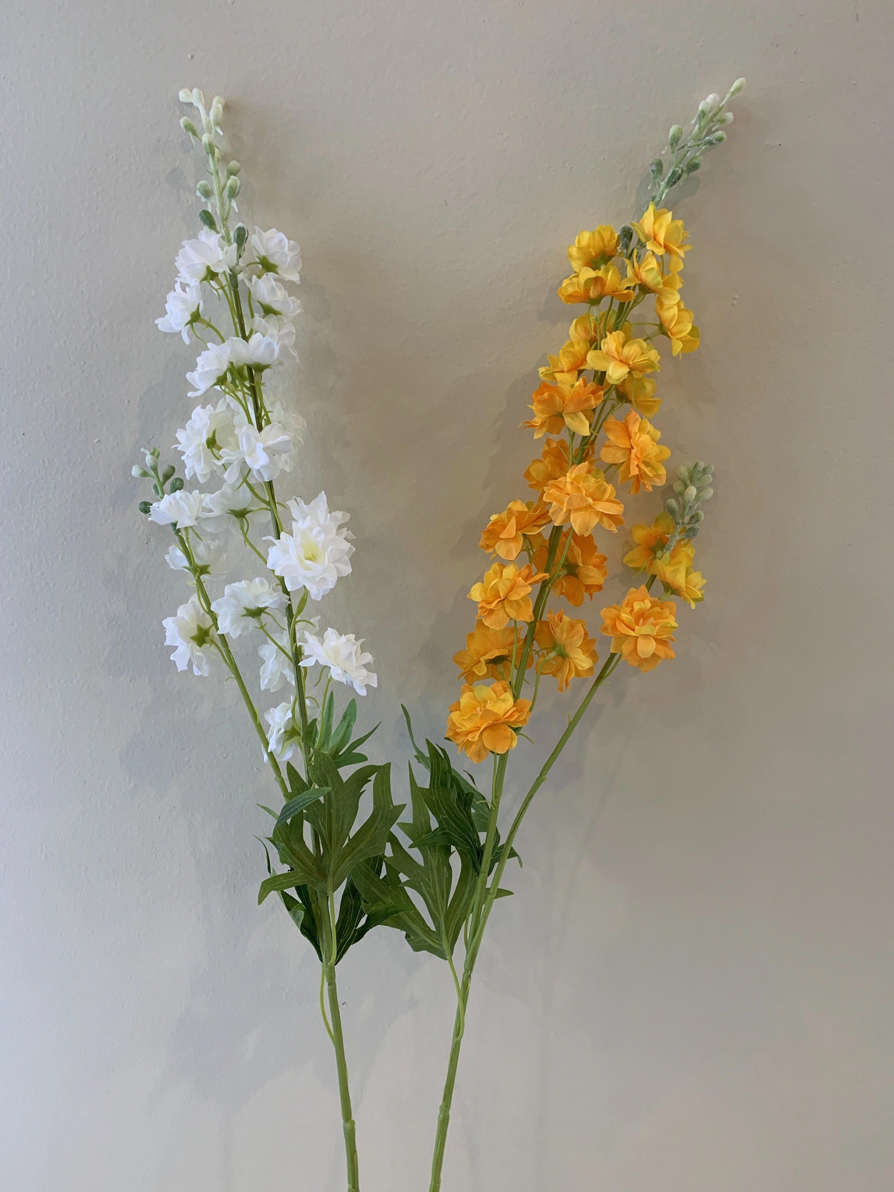 F0317 Delphinium / Stock Flower Stem 86cm White / Orange
