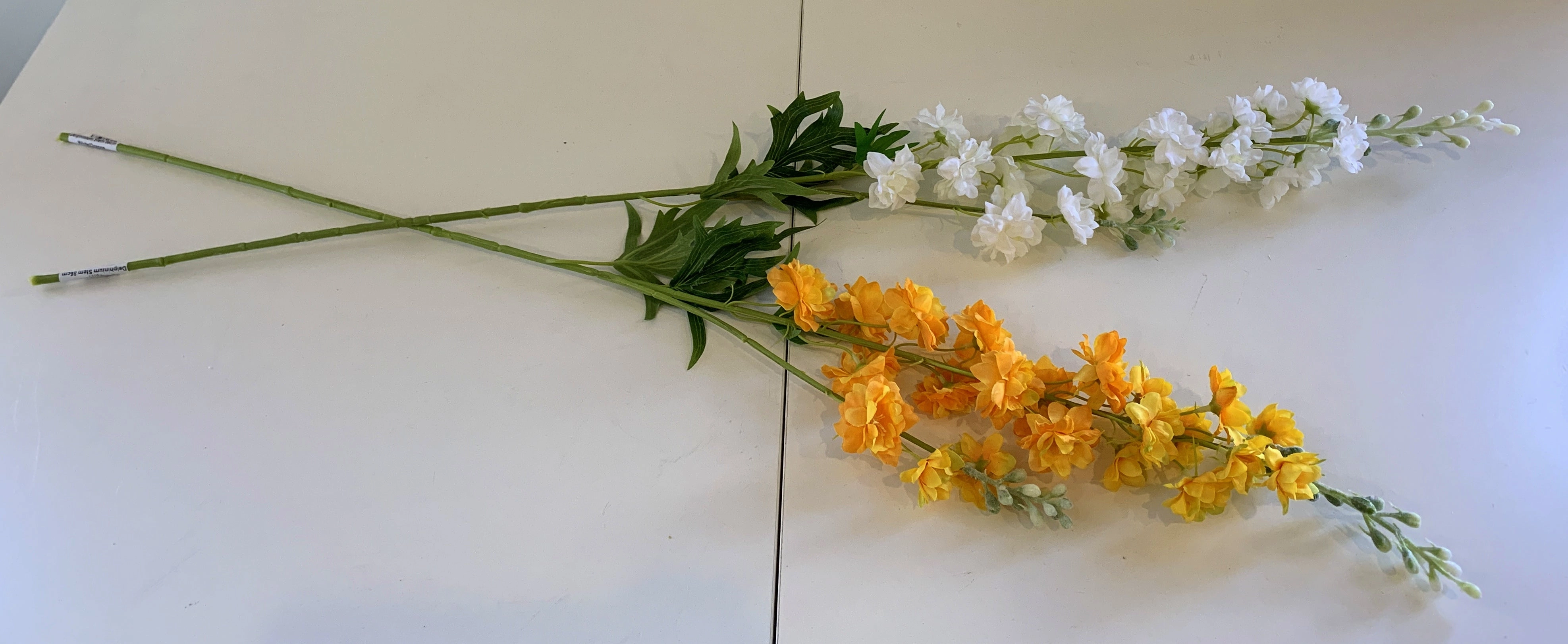F0317 Delphinium / Stock Flower Stem 86cm White / Orange