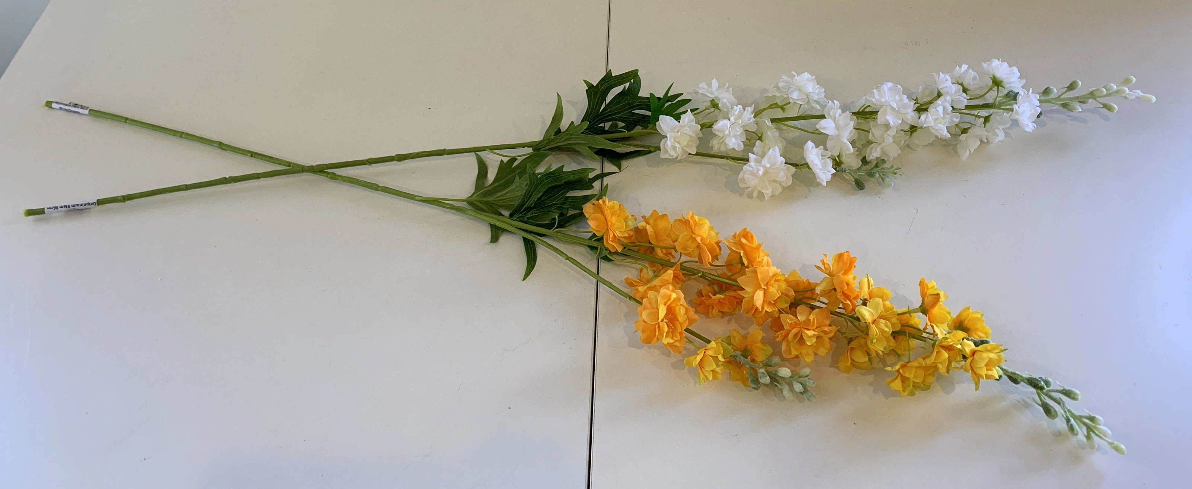 F0317 Delphinium / Stock Flower Stem 86cm White / Orange