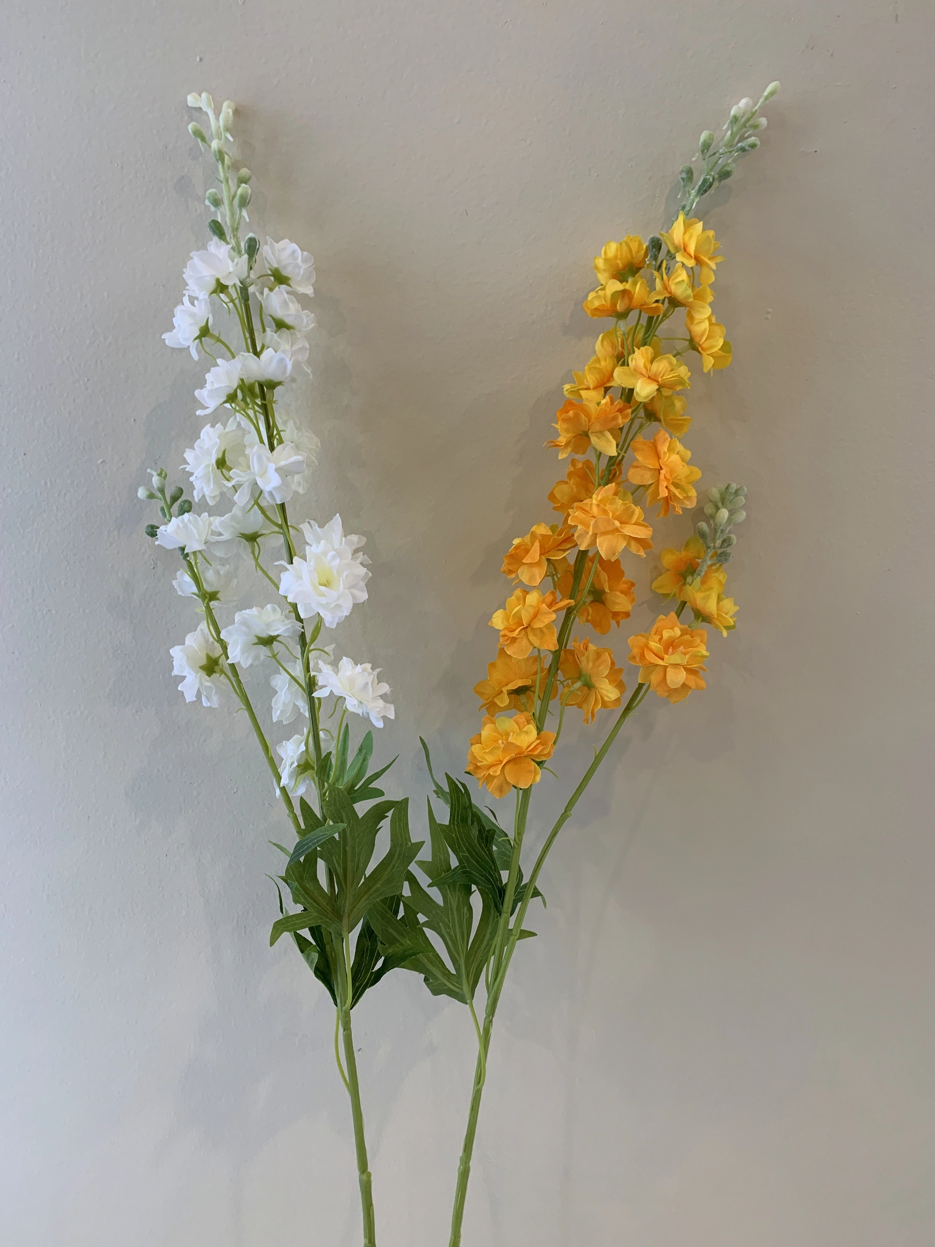 F0317 Delphinium / Stock Flower Stem 86cm White / Orange