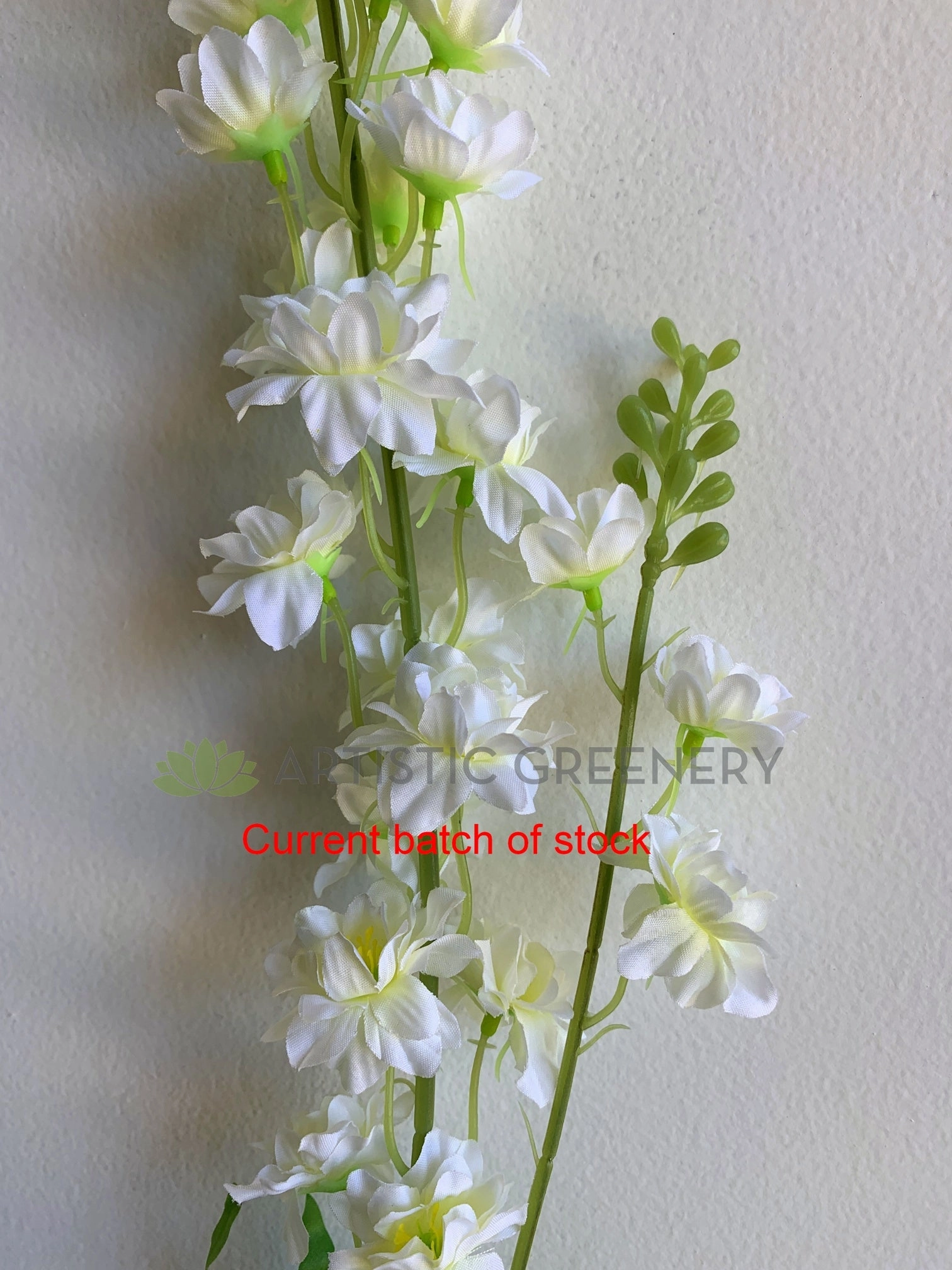 F0317 Delphinium / Stock Flower Stem 86cm White / Orange