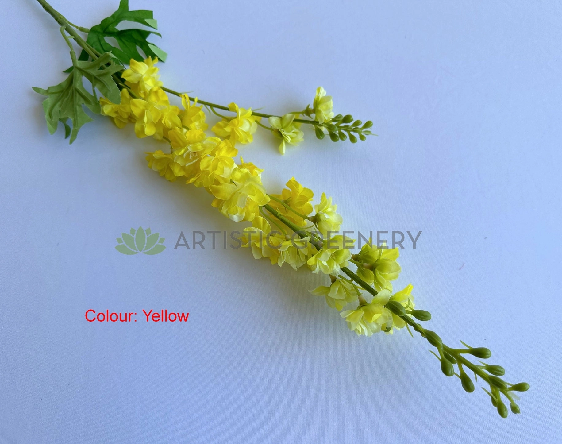 F0317-S91 Delphinium / Larkspur / Stock Flower Stem 84cm Yellow / White / Blue