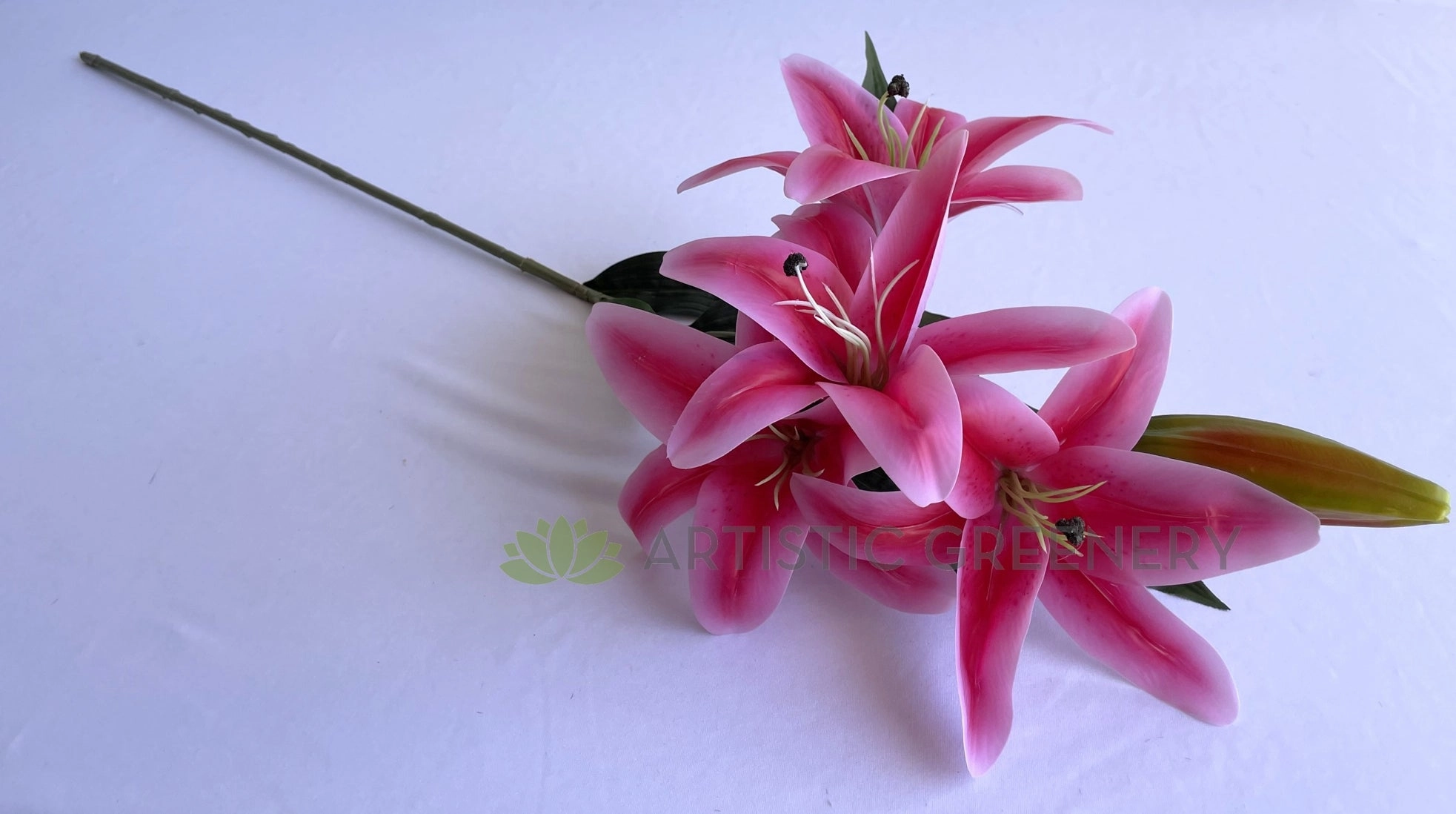 F0318L Oriental / Tiger Lily Spray 105cm (Large) White / Pink