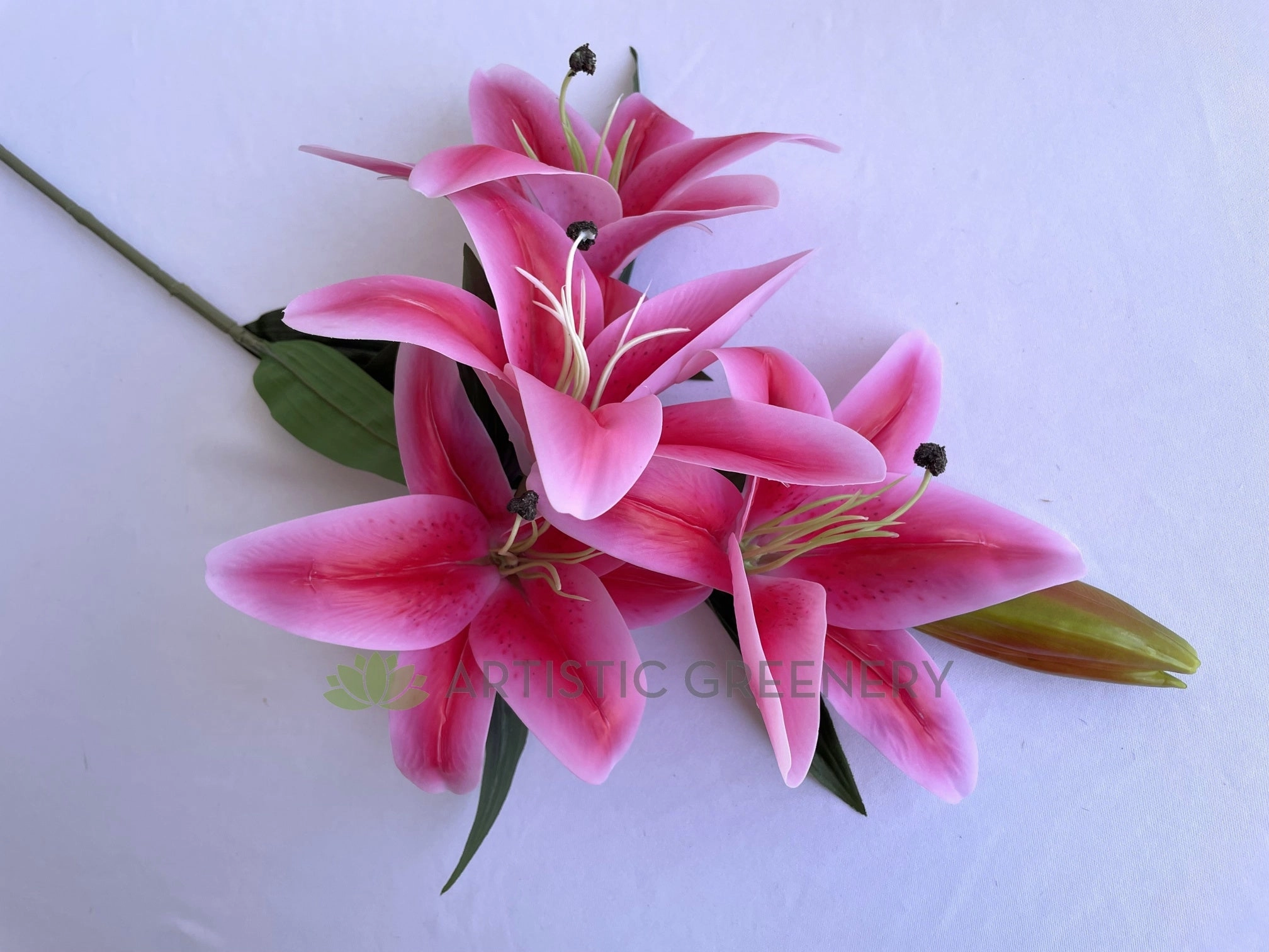 F0318L Oriental / Tiger Lily Spray 105cm (Large) White / Pink
