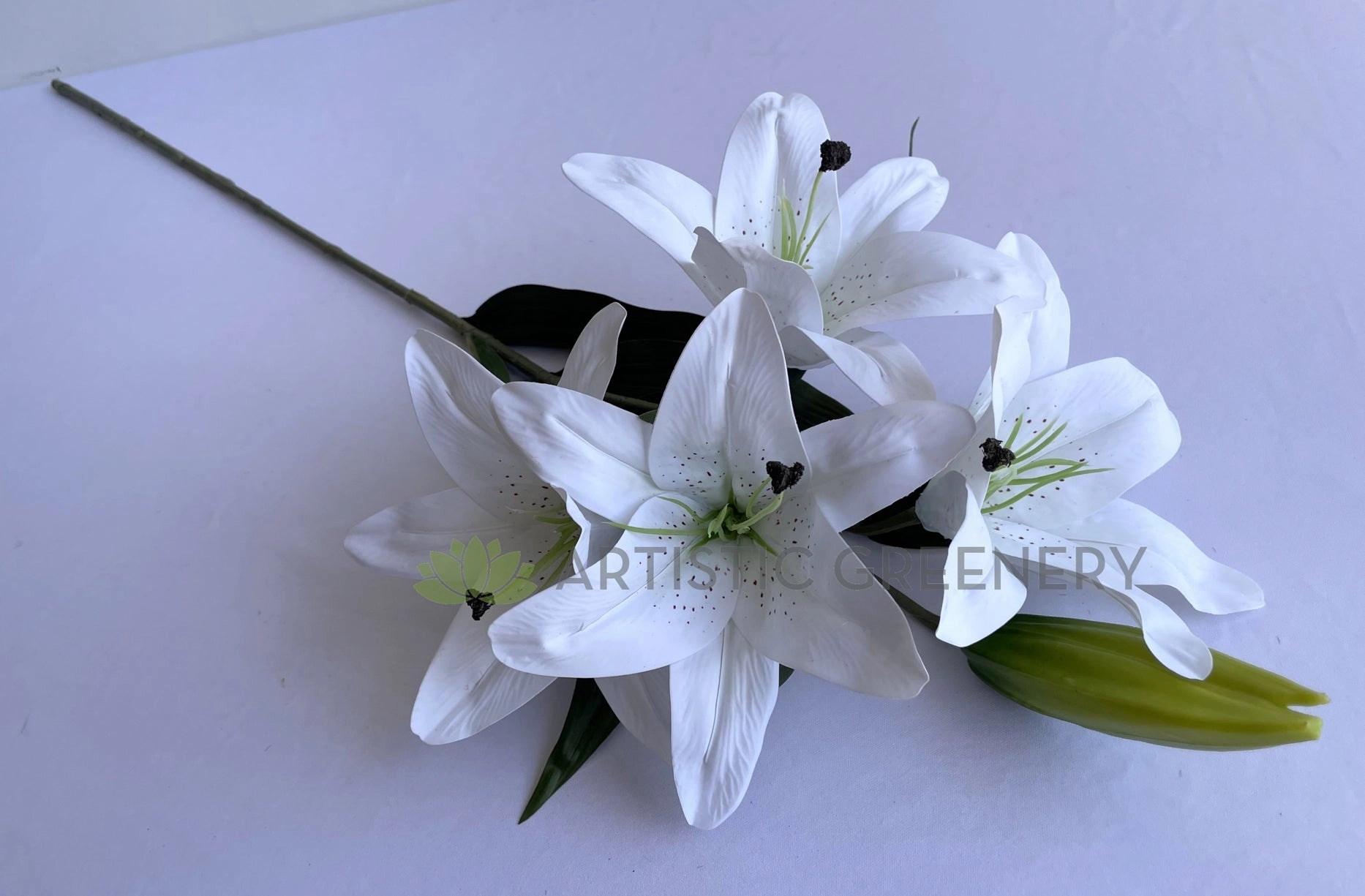 F0318L Oriental / Tiger Lily Spray 105cm (Large) White / Pink