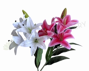 F0318L Oriental / Tiger Lily Spray 105cm (Large) White / Pink outdoor greenery  