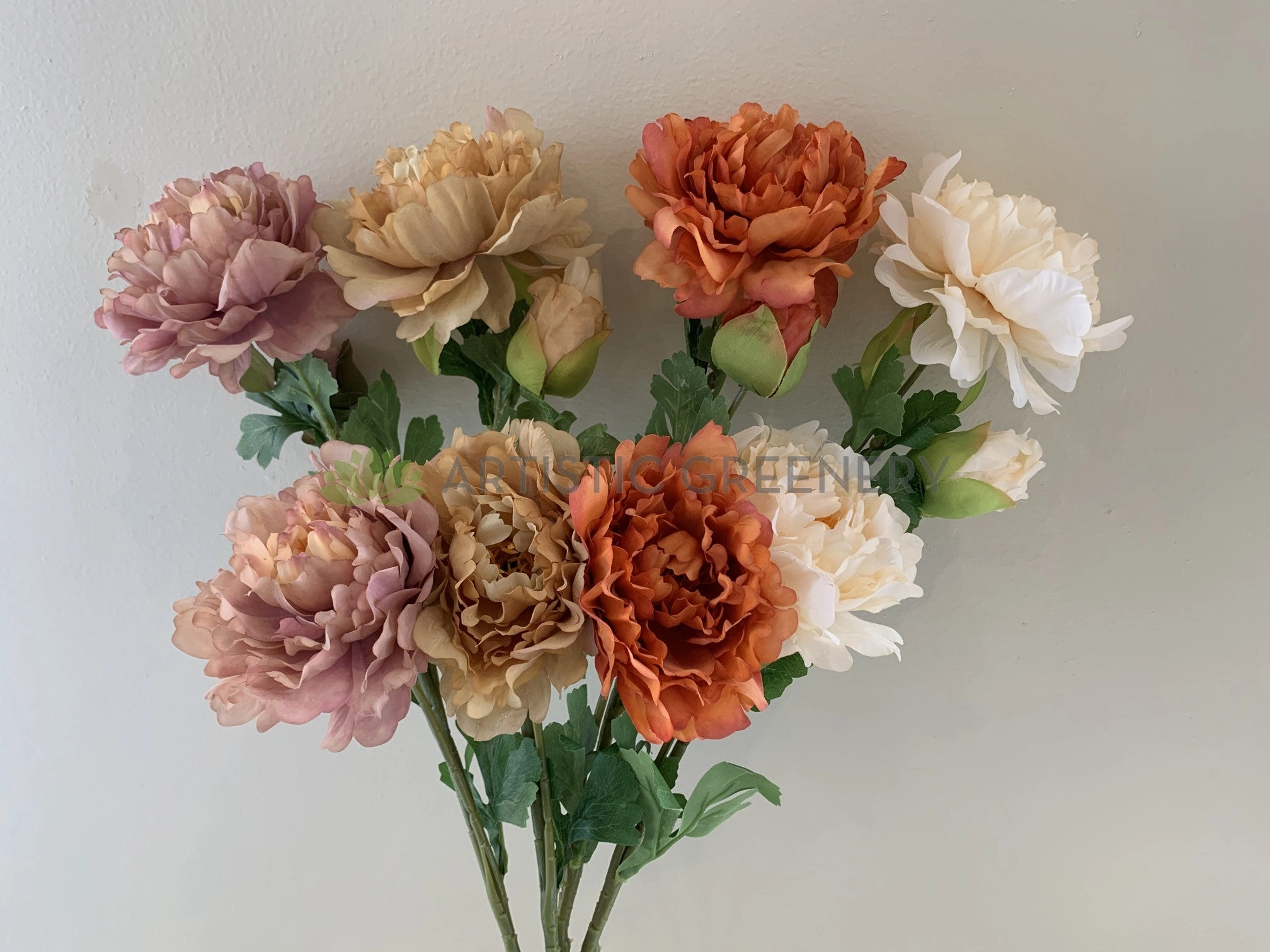 F0321 Peony Spray (Rustic Style) 68cm 4 Colours