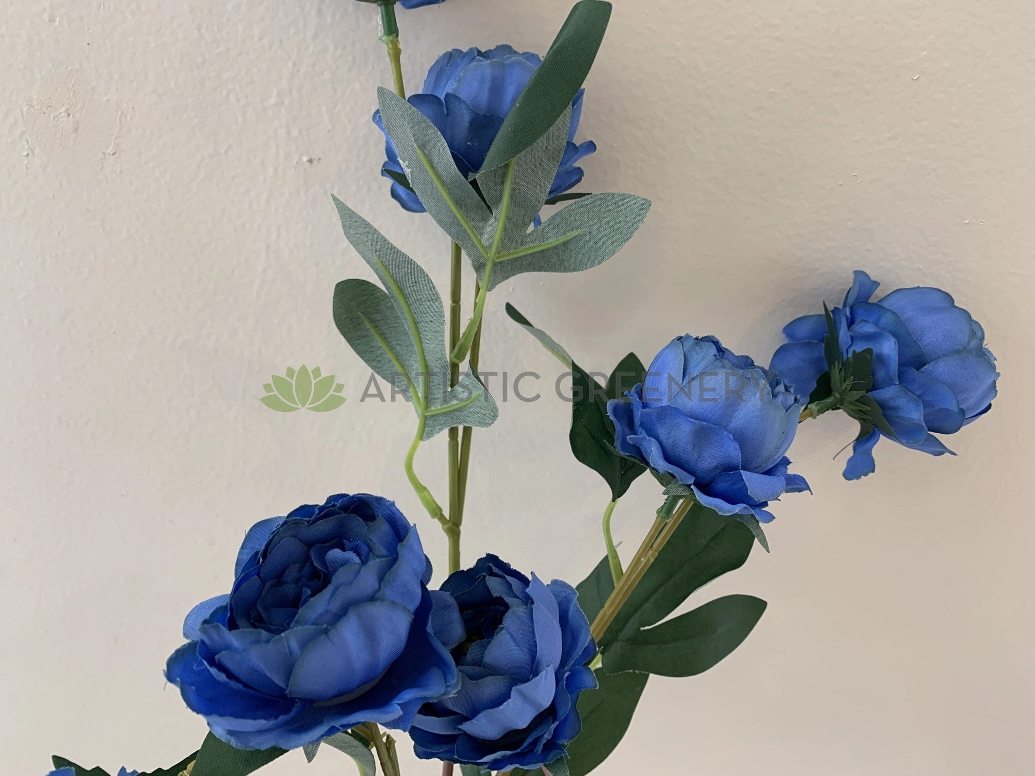 F0322 Small Peony Spray 77cm Blue