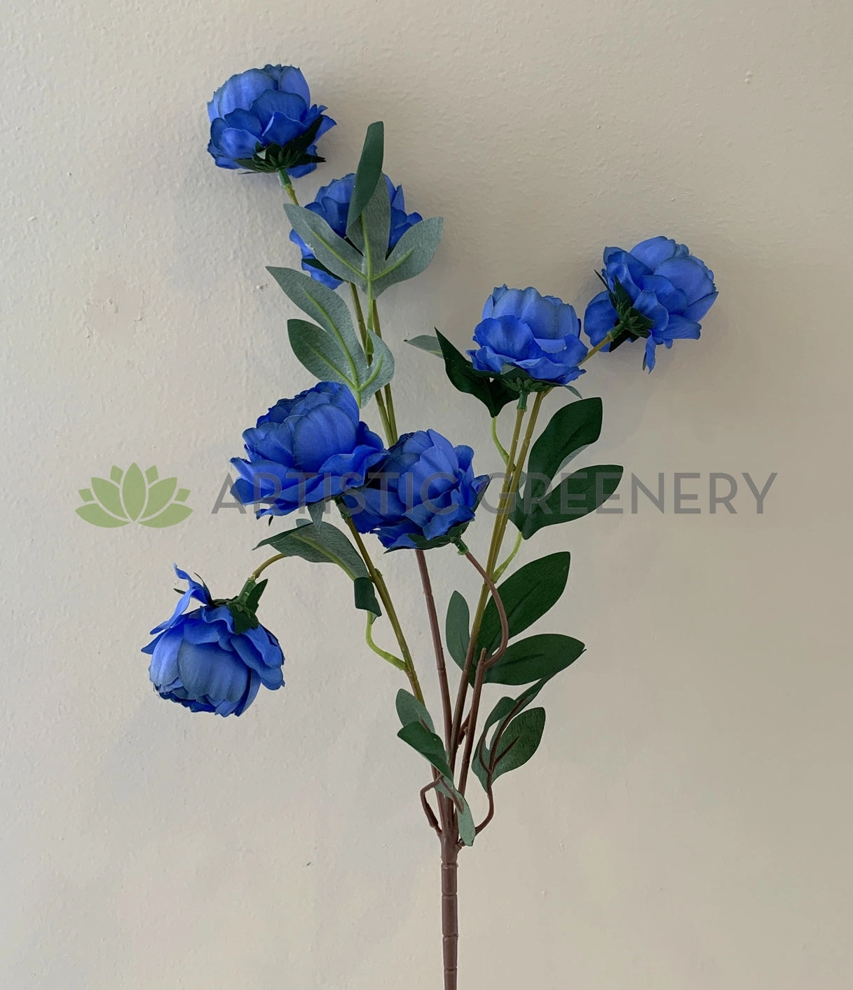 F0322 Small Peony Spray 77cm Blue