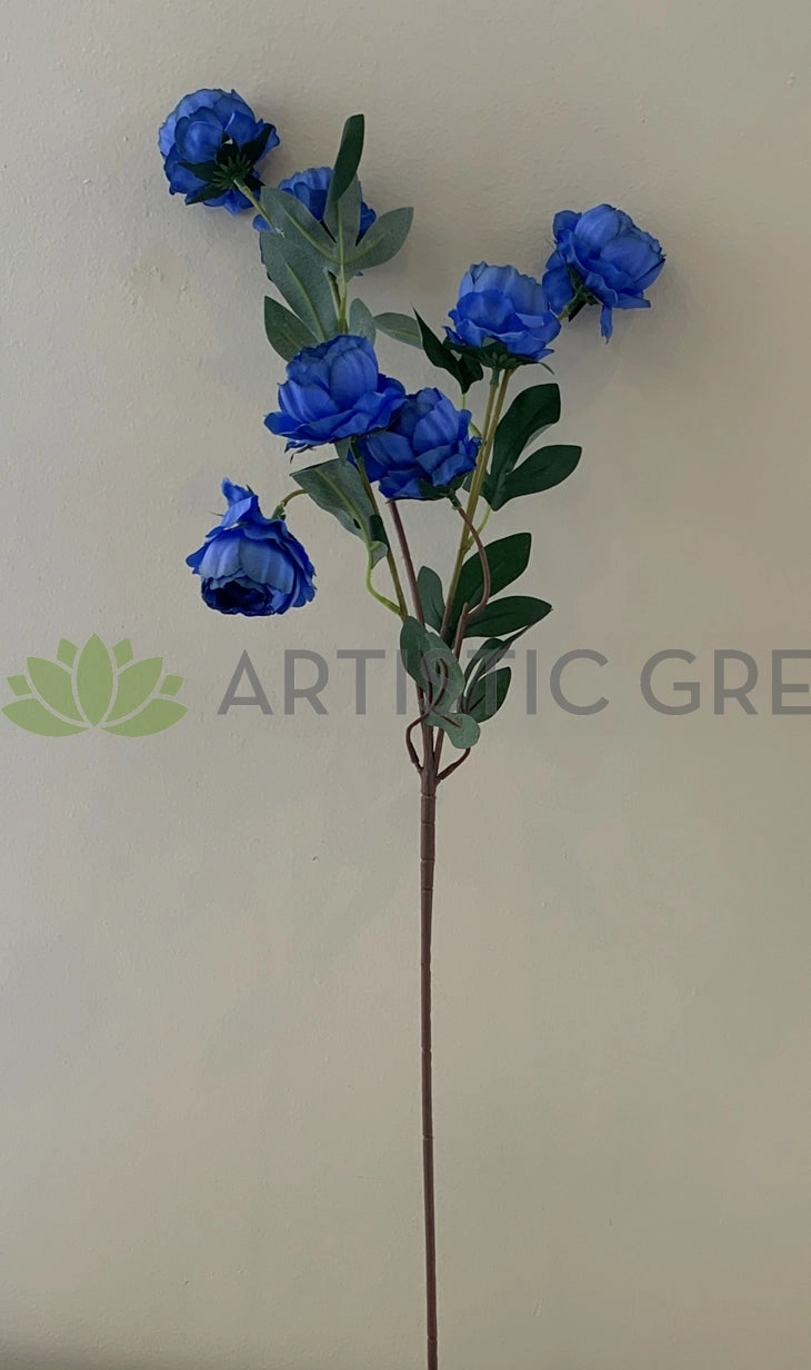 F0322 Small Peony Spray 77cm Blue