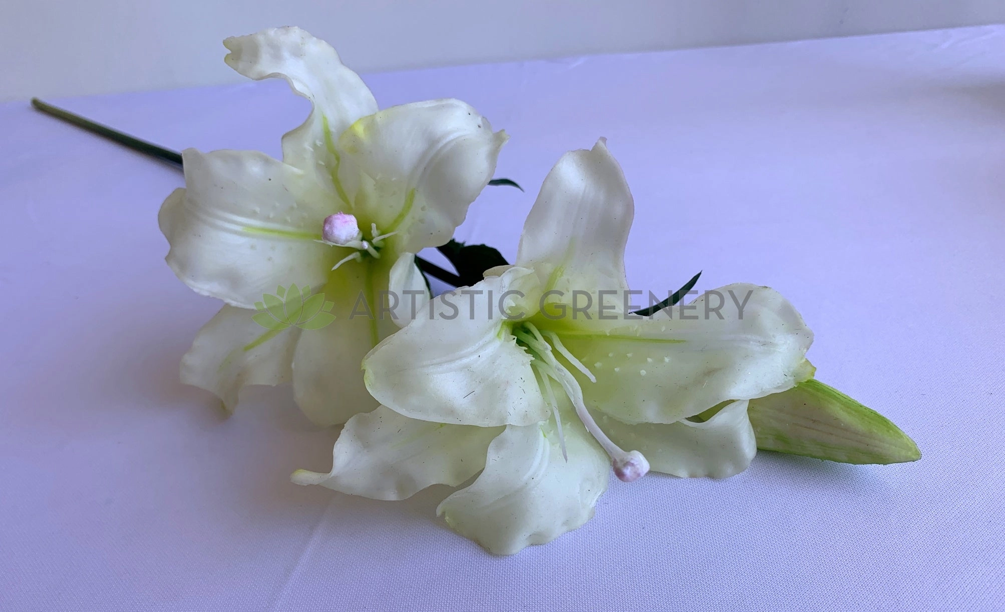 F0329 Tiger Lily Spray ( Latex ) 86cm Light Pink / White