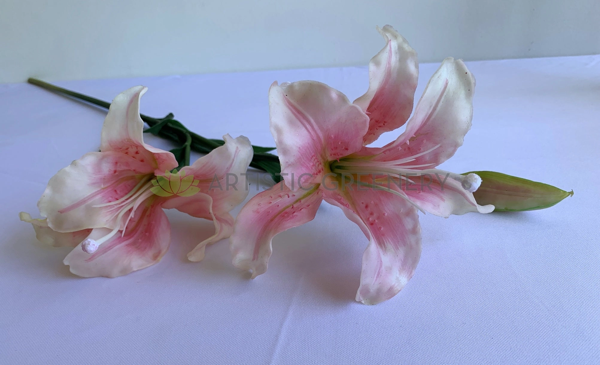 F0329 Tiger Lily Spray ( Latex ) 86cm Light Pink / White
