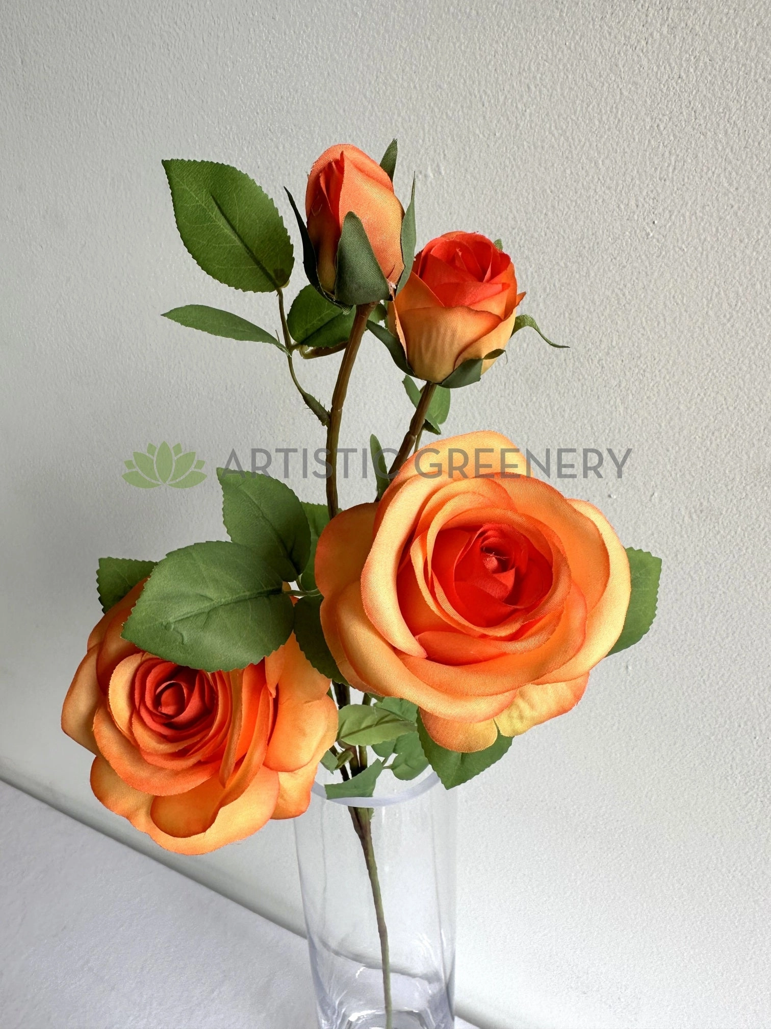 F0338N Queen Rose Spray 70cm Orange