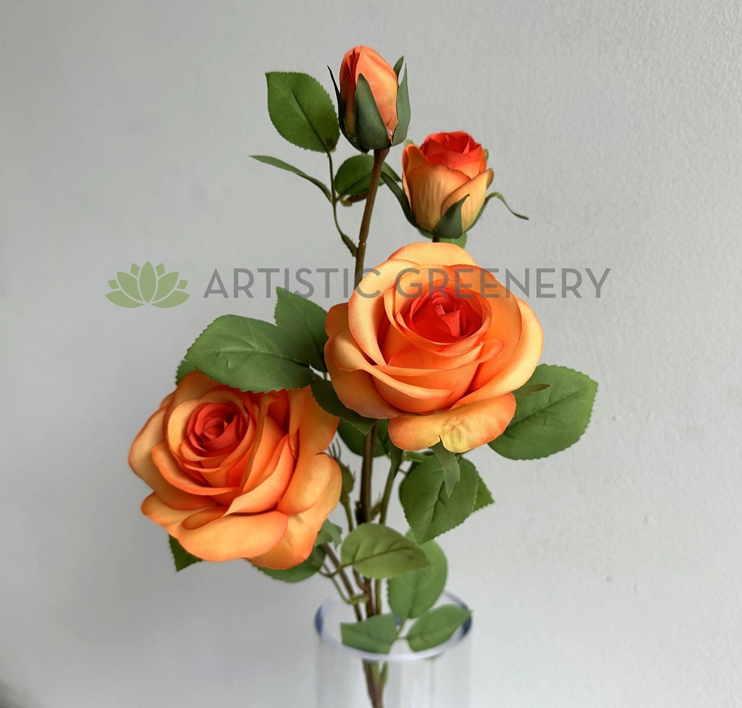 F0338N Queen Rose Spray 70cm Orange