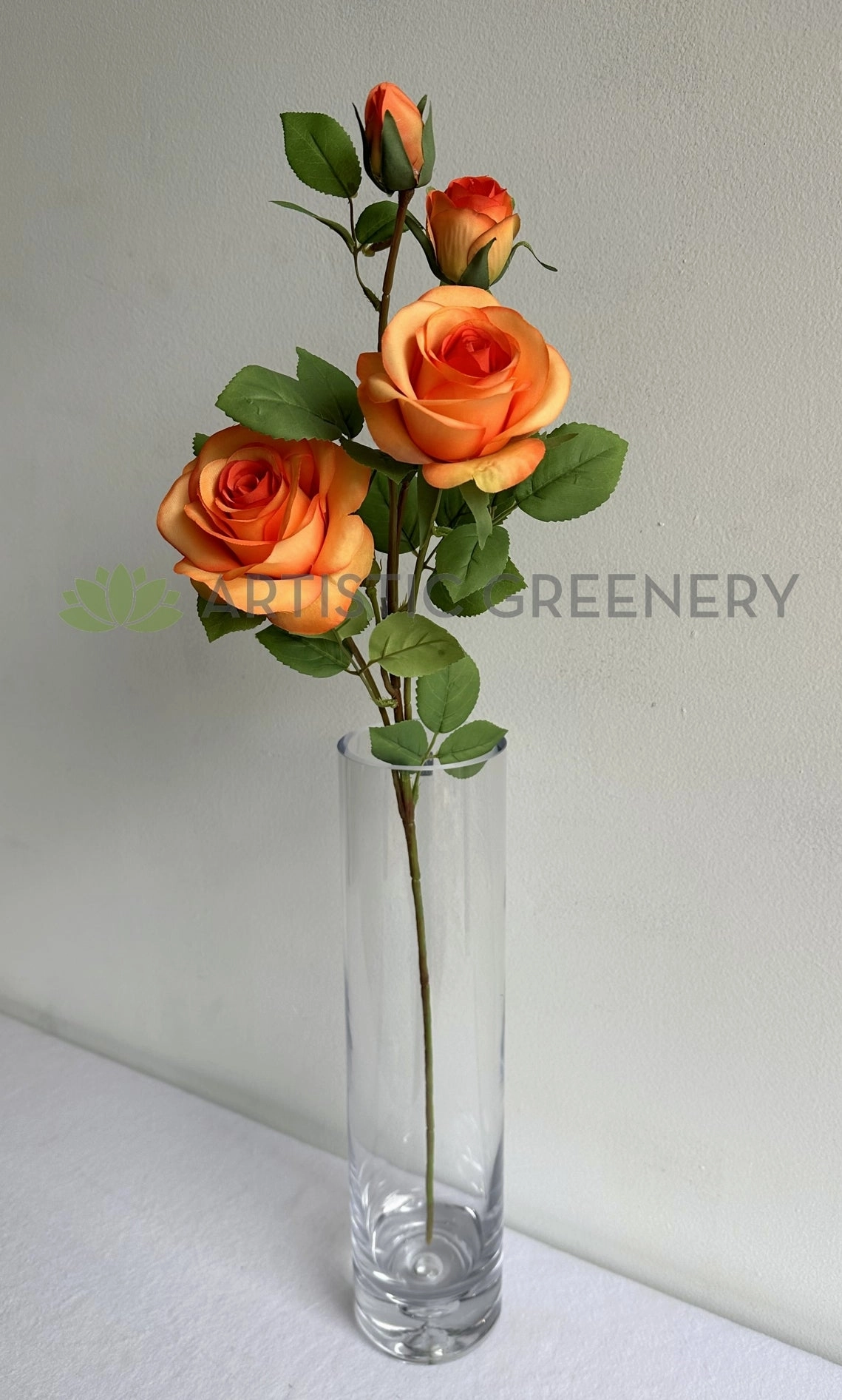 F0338N Queen Rose Spray 70cm Orange