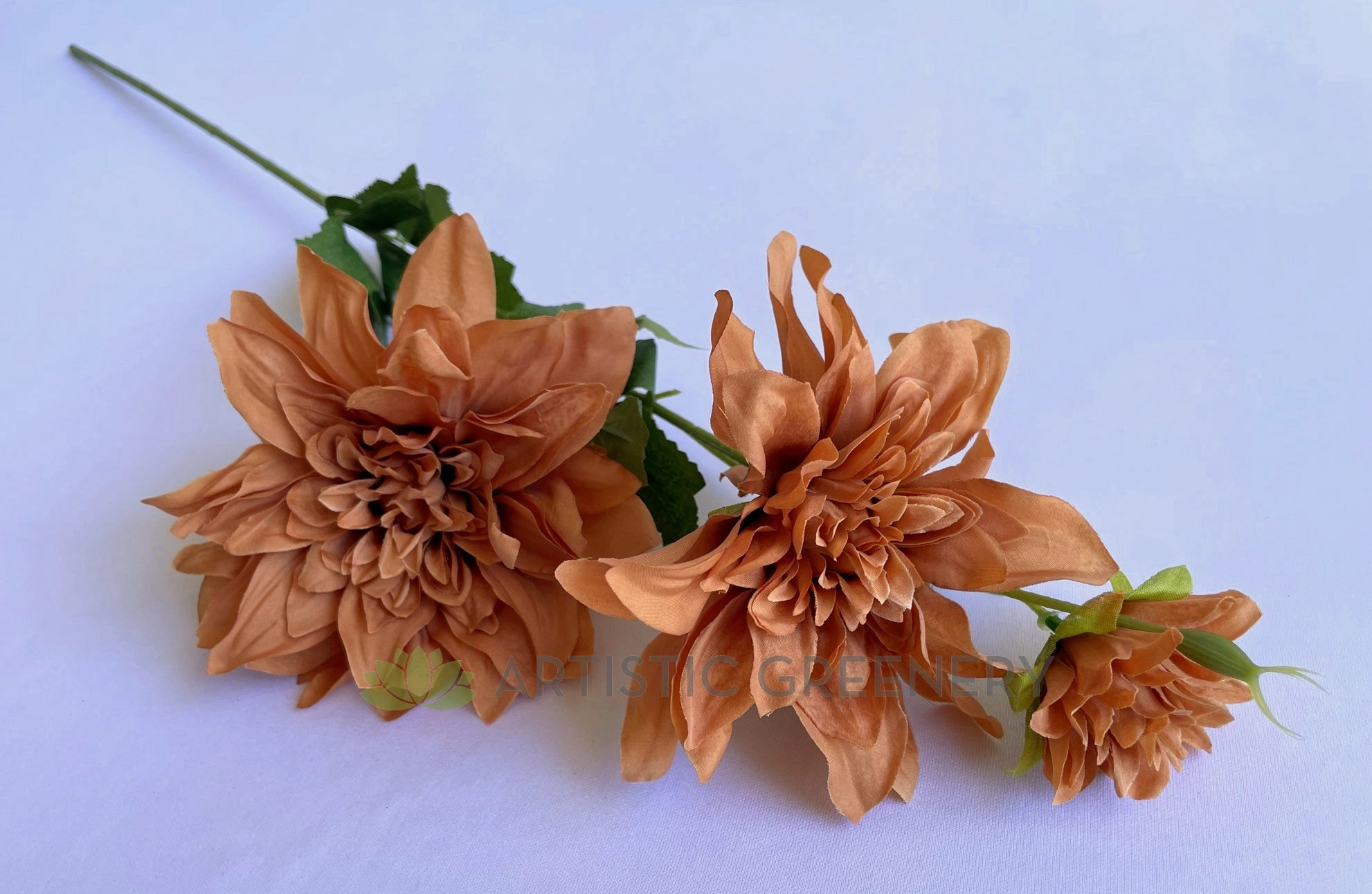 F0345 Dahlia Spray 73cm Light Orange / Dark Orange